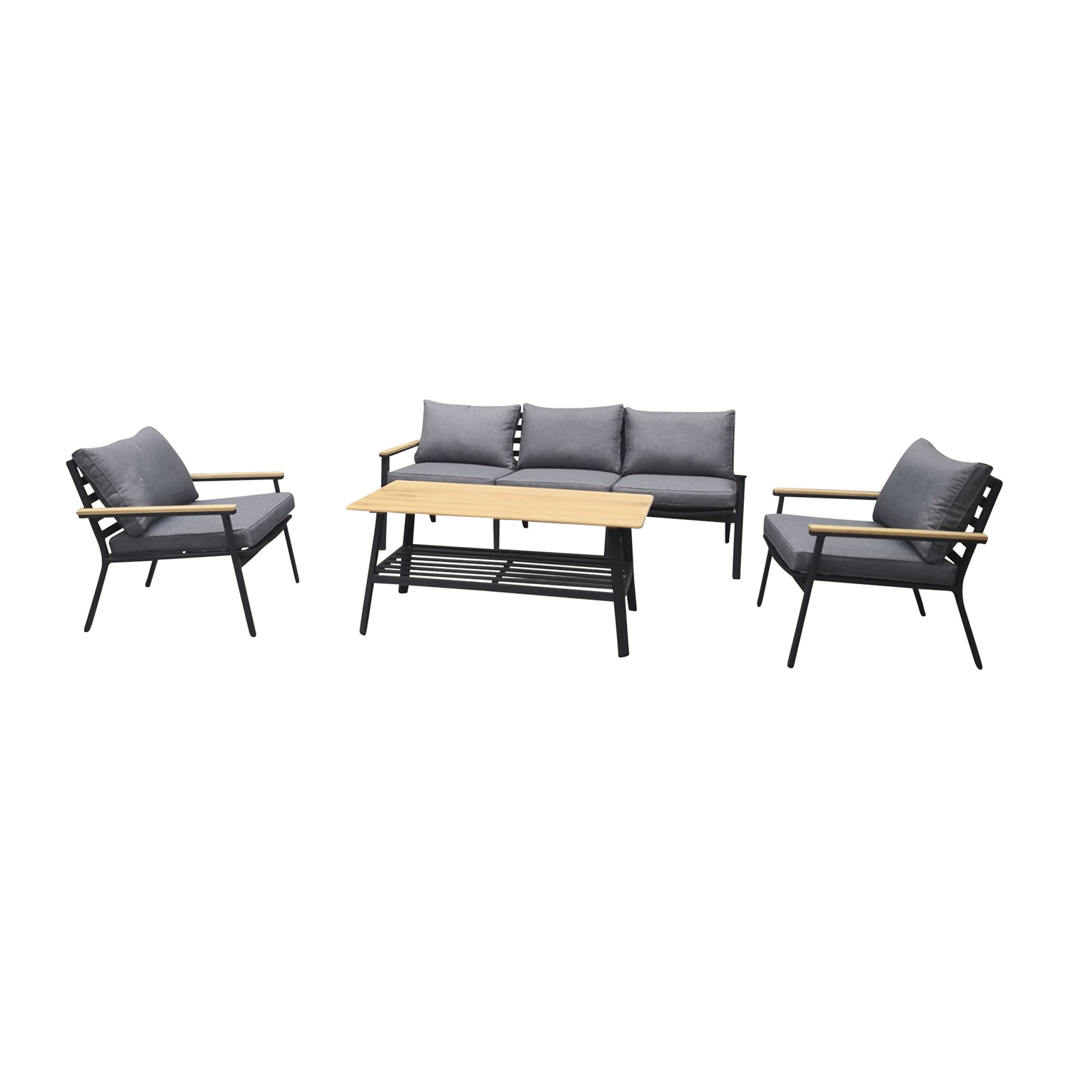 Venture Design Venture Design Brasilia Havesæt - Natur Teaktræ, Sort Aluminium Og Stof Havemøbler