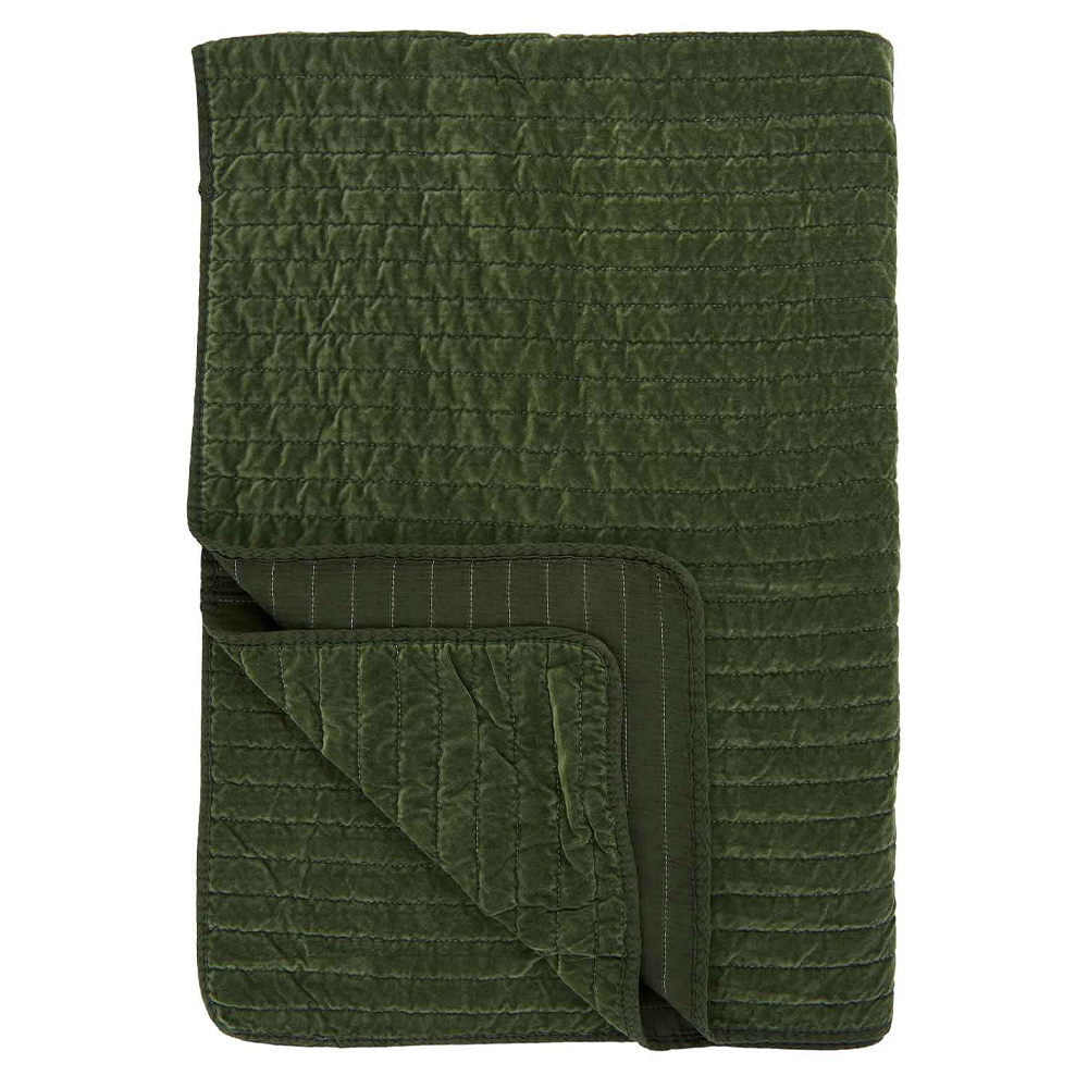 IB LAURSEN quilt - mørkegrøn velour (180x130) thumbnail
