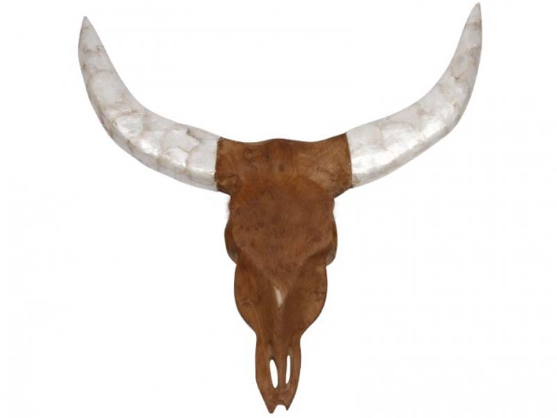 Preform Preform Buffalo Hoved - Teak Træ, M. Hvide Horn Boligtilbehør