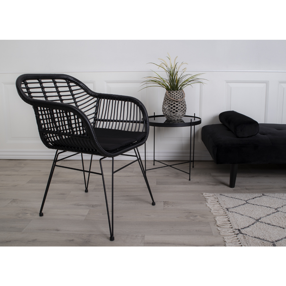 HOUSE NORDIC Trieste spisebordsstol sort rattanmetal, m. hynde HOUSE NORDIC Trieste spisebordsstol sort rattanmetal, m. hynde