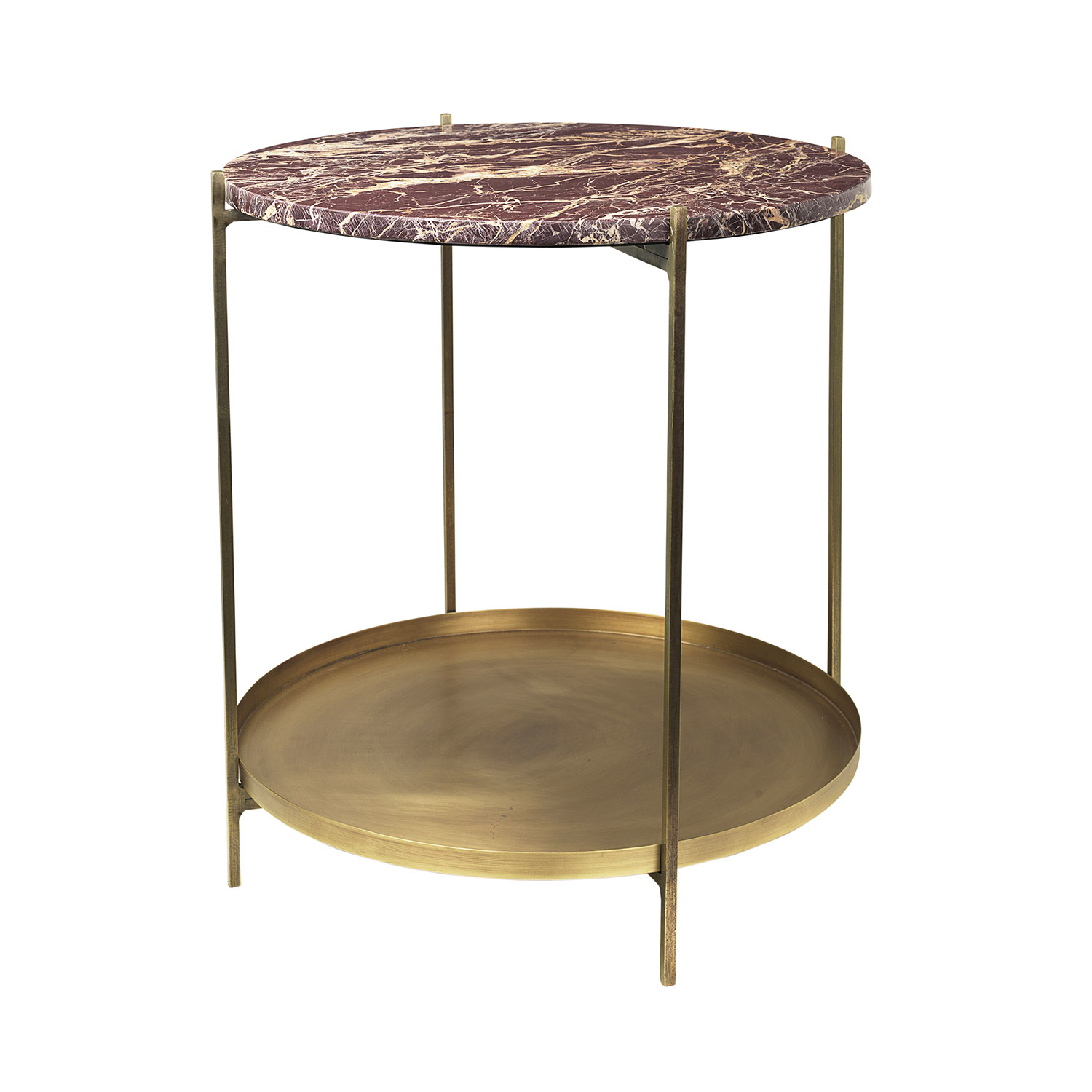 Broste Copenhagen Tristan Sidebord - Multifarvet Marmor Og Guld Jern Dagligstue