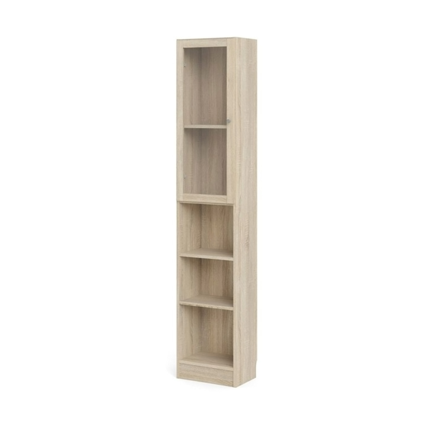 Boboonline Basic Reol - Klar/Natur Glas/Egetræstruktur, M. 1 Låge Dagligstue
