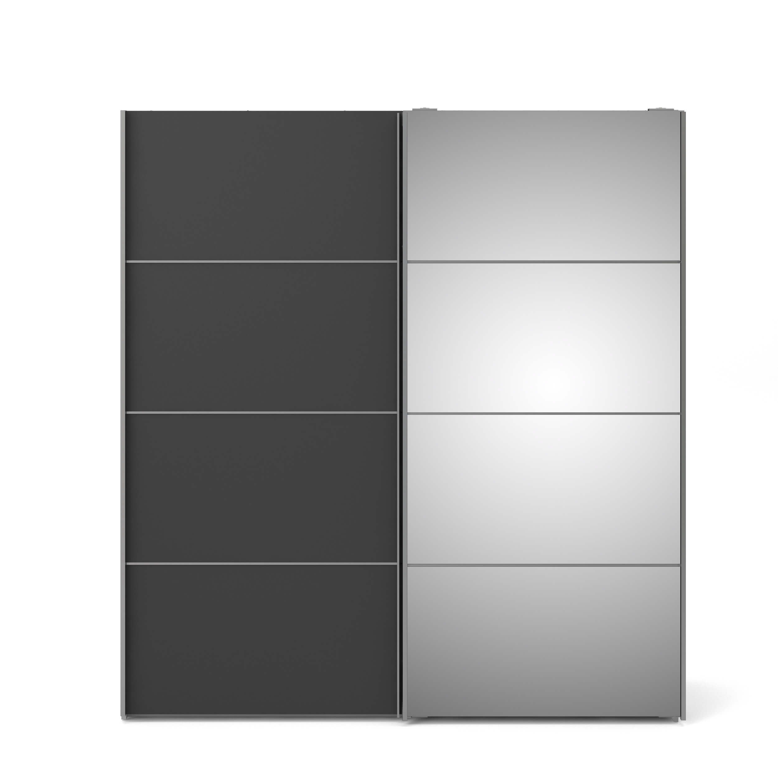 Verona Skydedørsskab - Hvid/Grå/Spejlglas, M. 2 Skydedøre