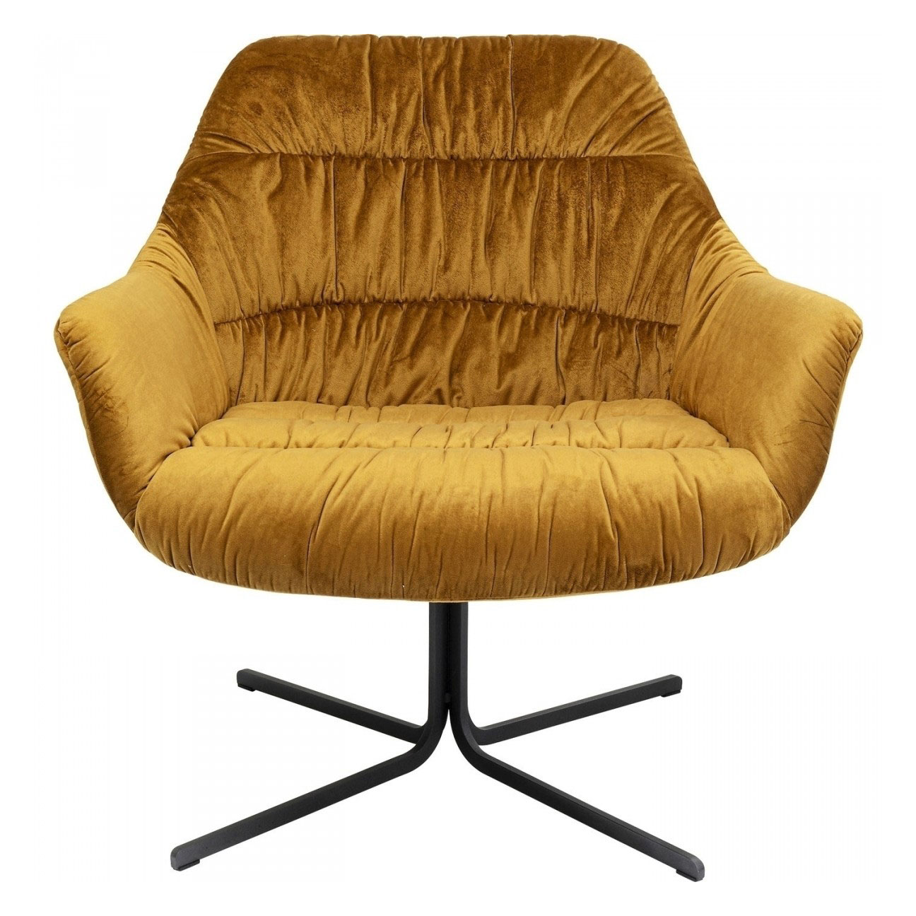 Kare Design Bristol Yellow Drejestol M. Armlæn - Gul Fløjl Og Stål Dagligstue