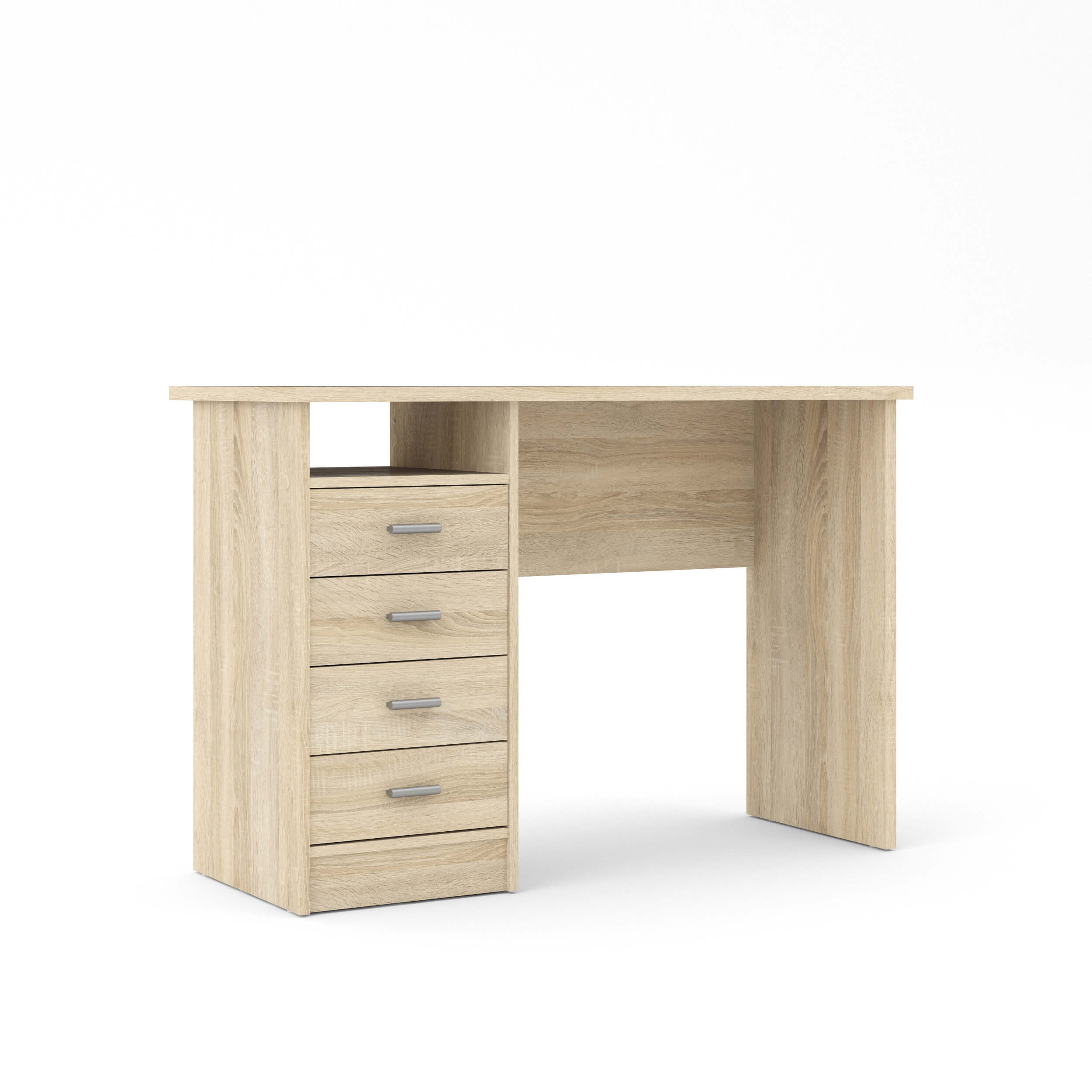 Function Plus Skrivebord - Egetræsstruktur, M. 4 Skuffer