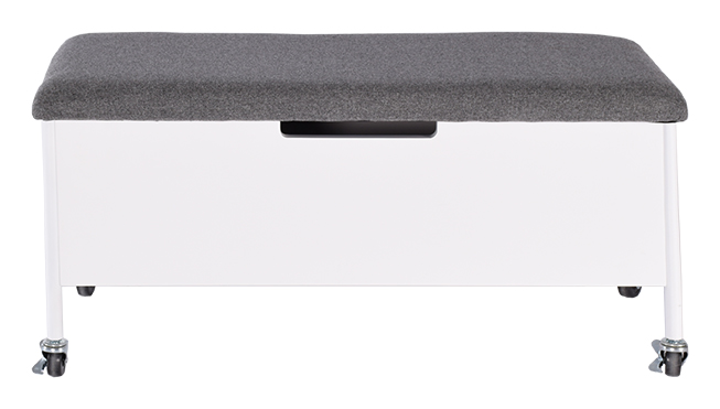 Rge Sture Bænk - Hvid Metal Og Mdf Træ, M. Opbevaring Og Hjul, (45X90Cm)