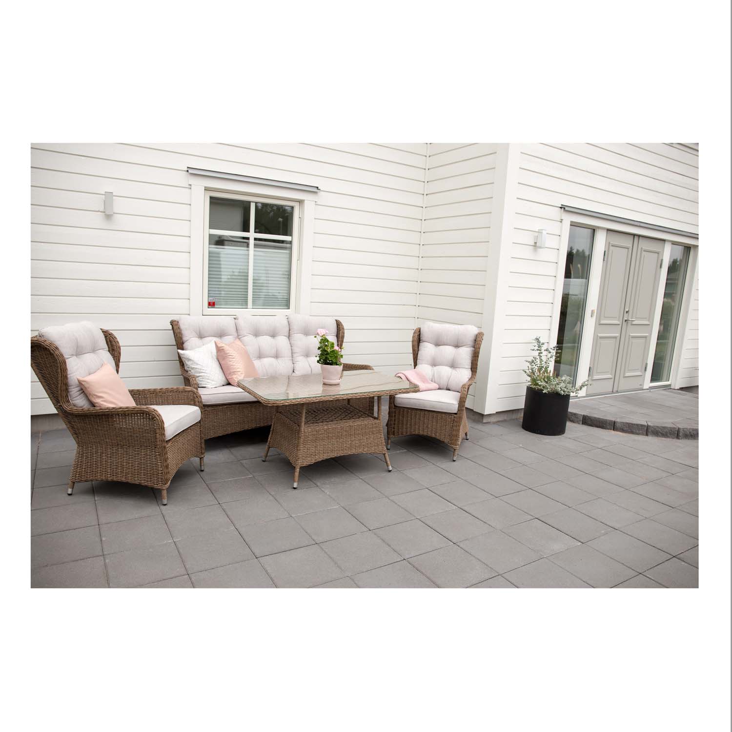 Venture Design Venture Design Washington Sofa Havesæt 3+2+1 M. Natur Hynder - Natur Rattan Havemøbler