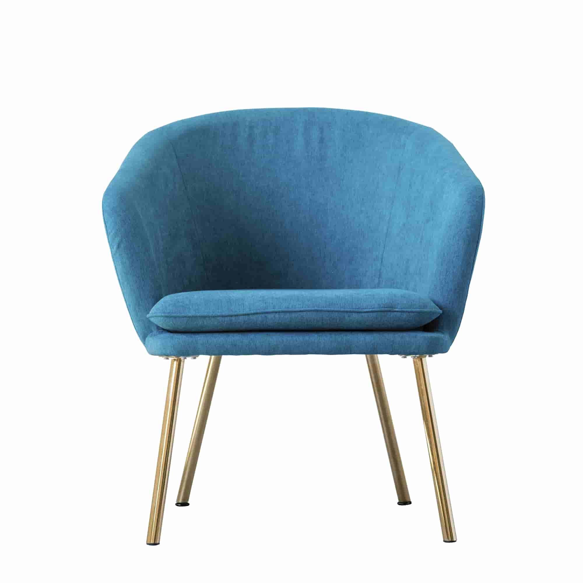 Creative Collection Collected Loungestol - Blå/Guld Polyester/Jern, M. Armlæn