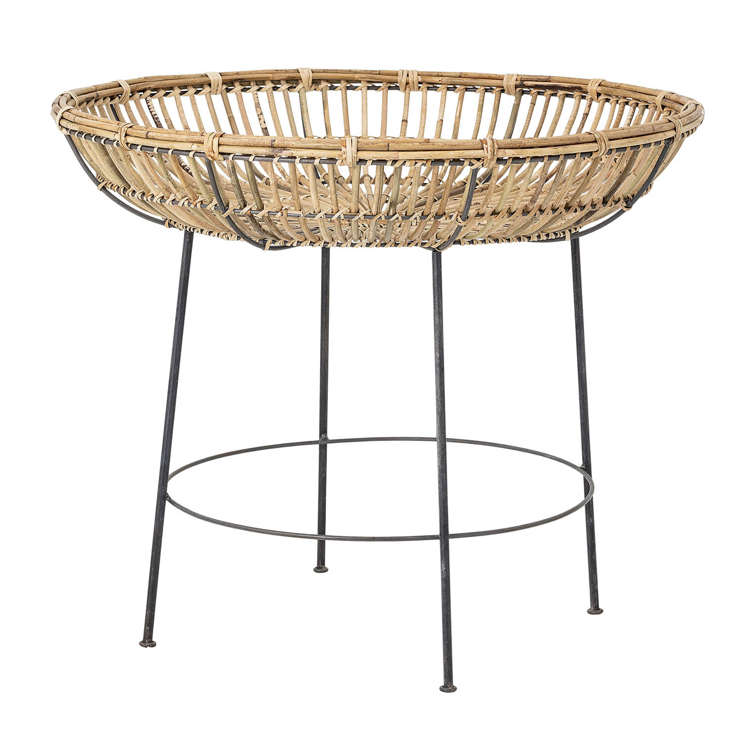Bloomingville Rund Vanessa Sofabord - Natur Rattan Og Sort Metal (Ø78)