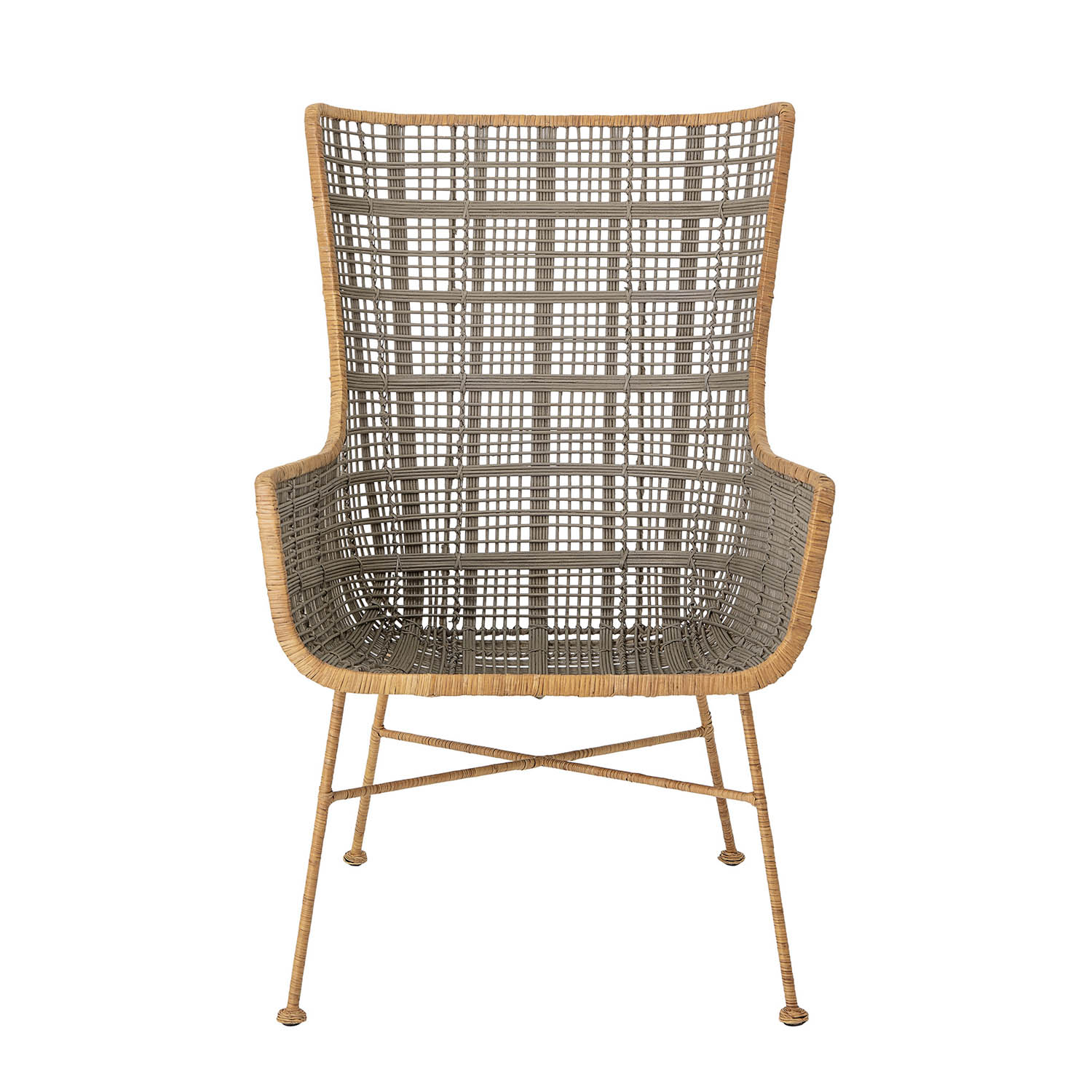 Creative Collection Creative Collection Loungestol M. Armlæn - Grøn Rattan, Natur Rattan Og Jern Dagligstue