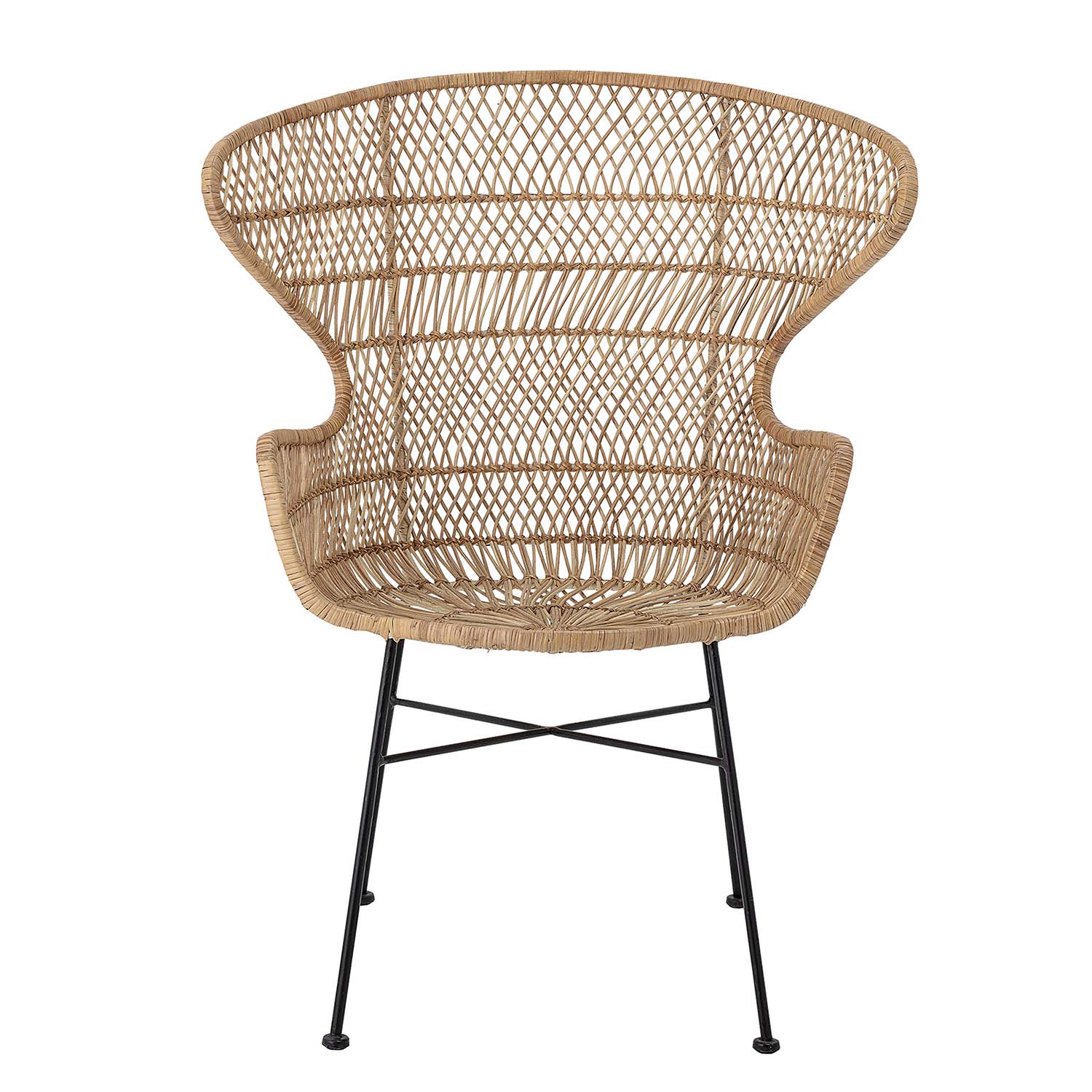 Bloomingville Oudon Loungestol, M. Armlæn - Natur Rattan Og Jern Dagligstue
