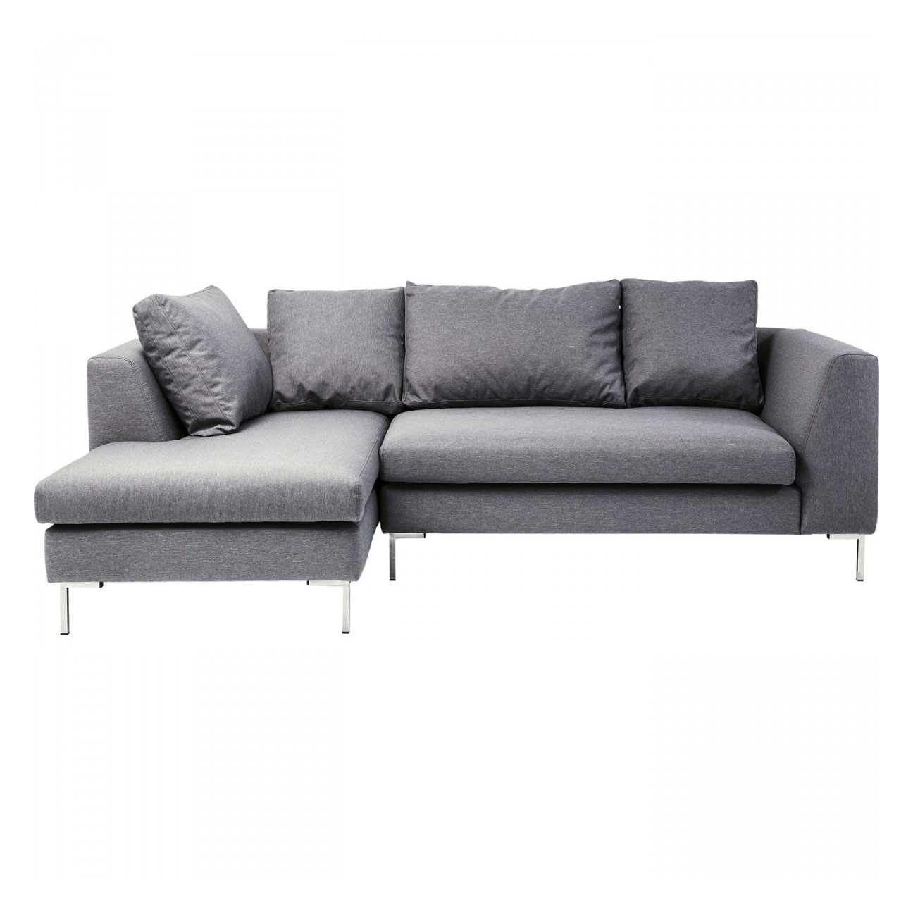 Kare Design Gianni Small Grey Left Chrome Hjørnesofa - Grå Polyester Og Stål