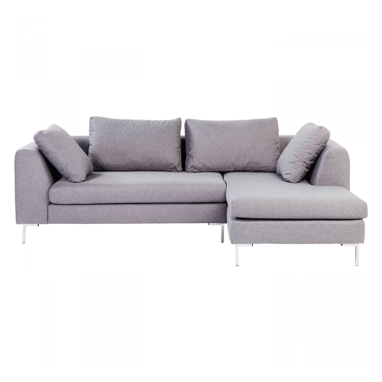 Kare Design Gianni Small Grey Right Chrome Hjørnesofa - Grå Polyester Og Stål