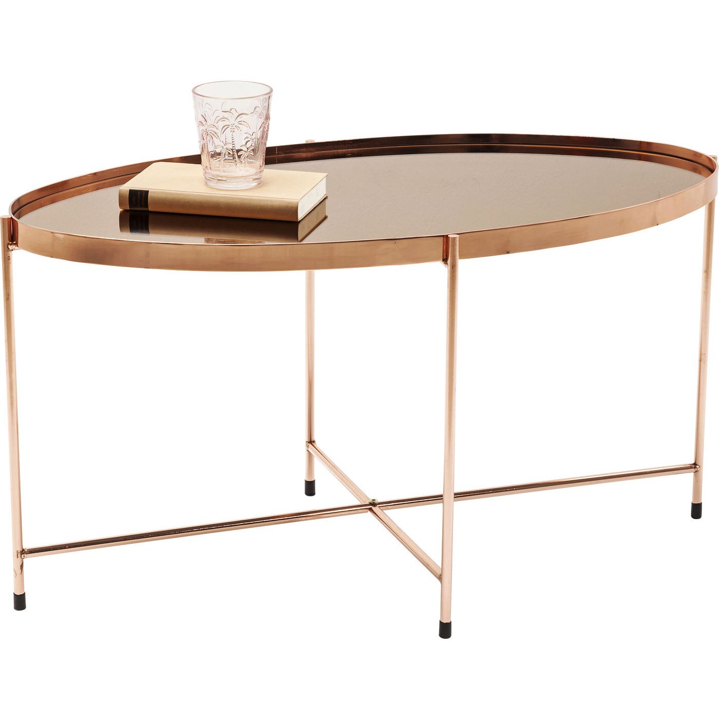 Kare Design Miami Sofabord - Rosegold Spejl Og Stål, Oval (83X40) Dagligstue