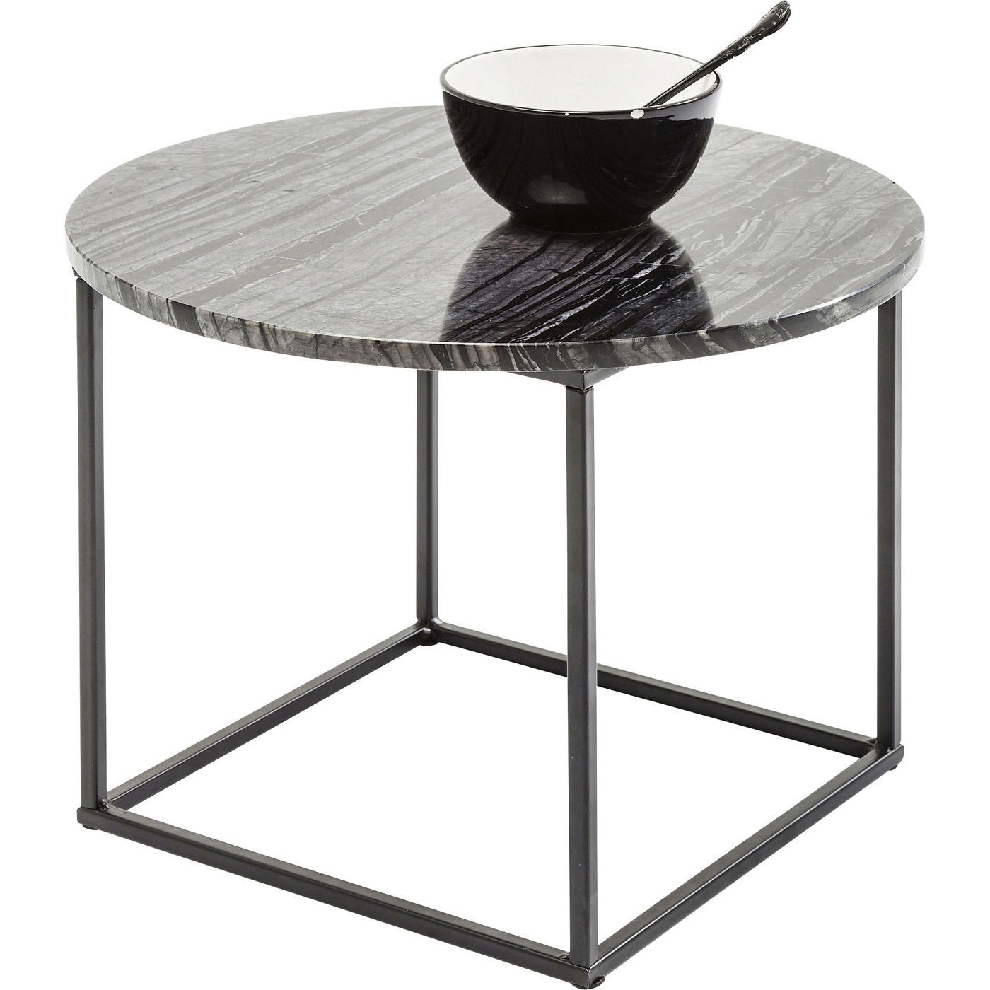 KARE DESIGN Fjord sidebord - grå/sort marmor og sort pulverlakeret stål (Ø 40) Billede af KARE DESIGN Fjord sidebord - grå/sort marmor og sort pulverlakeret stål (Ø 40)