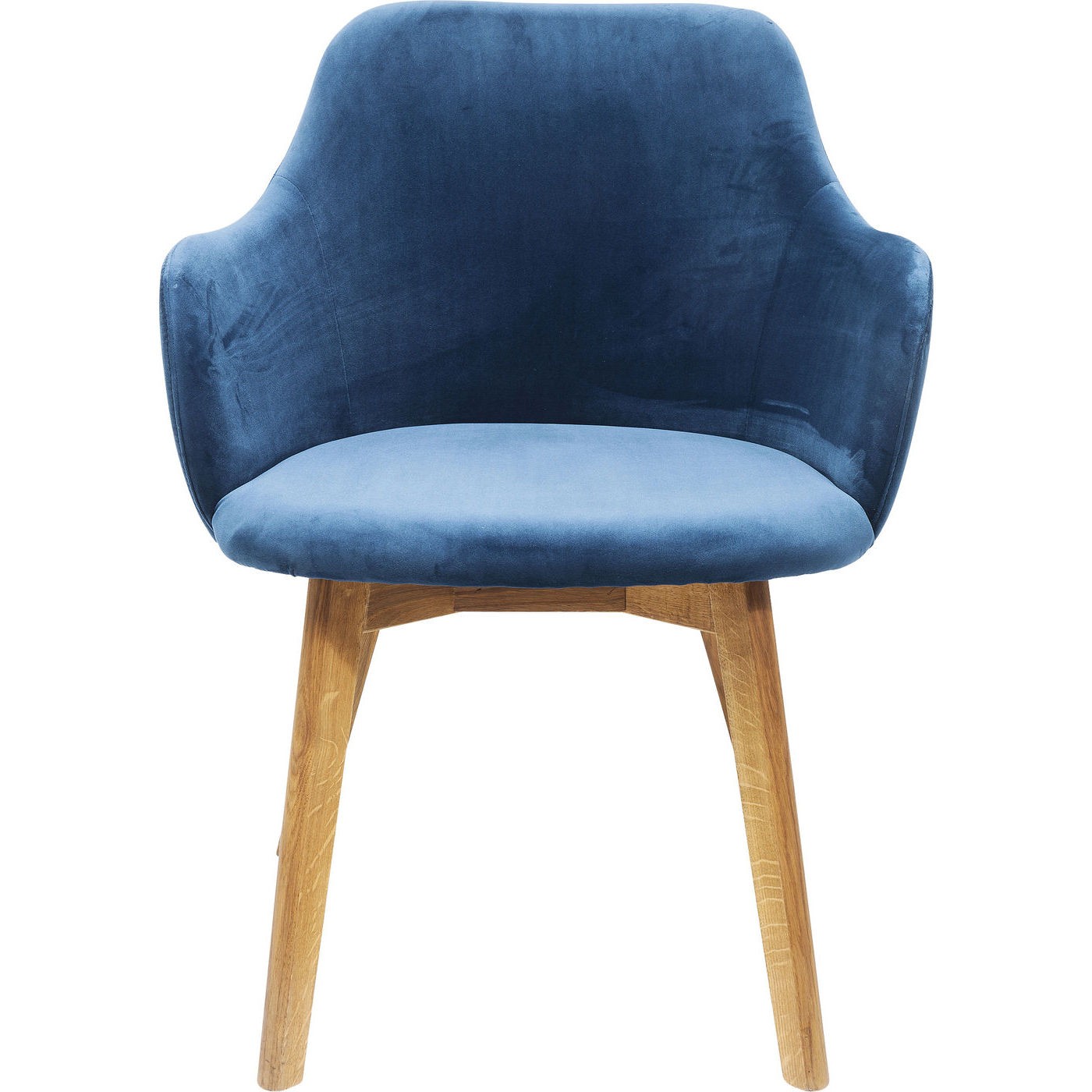 Kare Design Lady Velvet Perol Spisebordsstol - Blåt Stof Og Egetræ, M. Armlæn