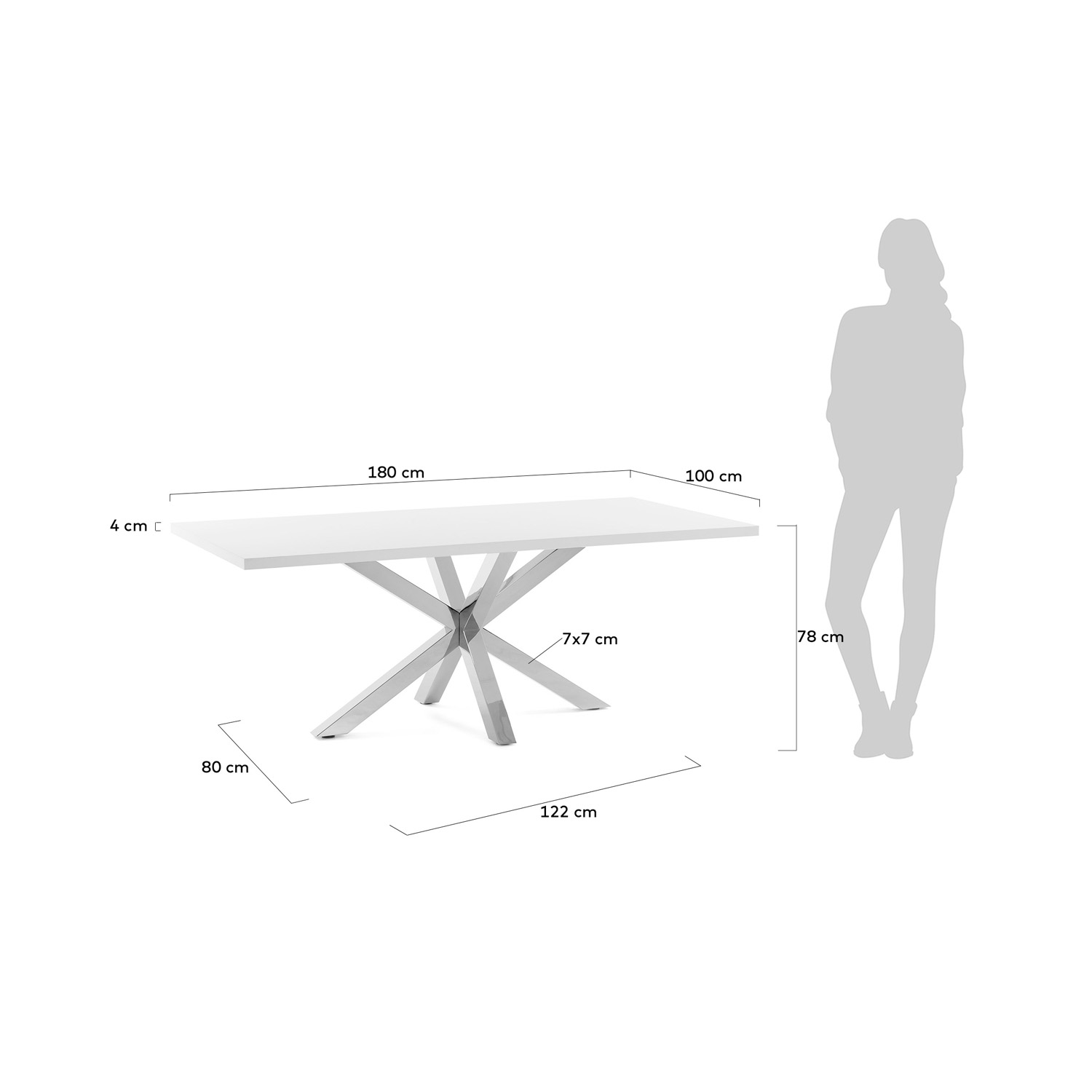 LAFORMA rektangulær Arya spisebord hvid melamin og sølv LaForma Arya 180cm Spisebord • Se pris (3 butikker) hos