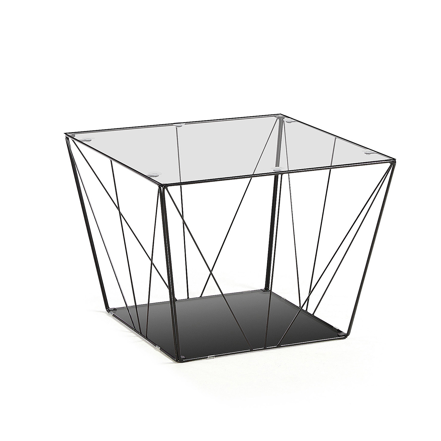 Laforma Kvadratisk Tilo Sofabord - Klar Glas Og Sort Metal (60X60)