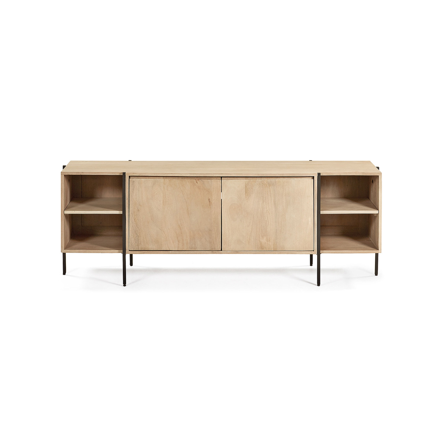Laforma Rektangulær Palmia Tv-Bord M. 2 Låger - Natur Mangotræ Og Metal (160X40)