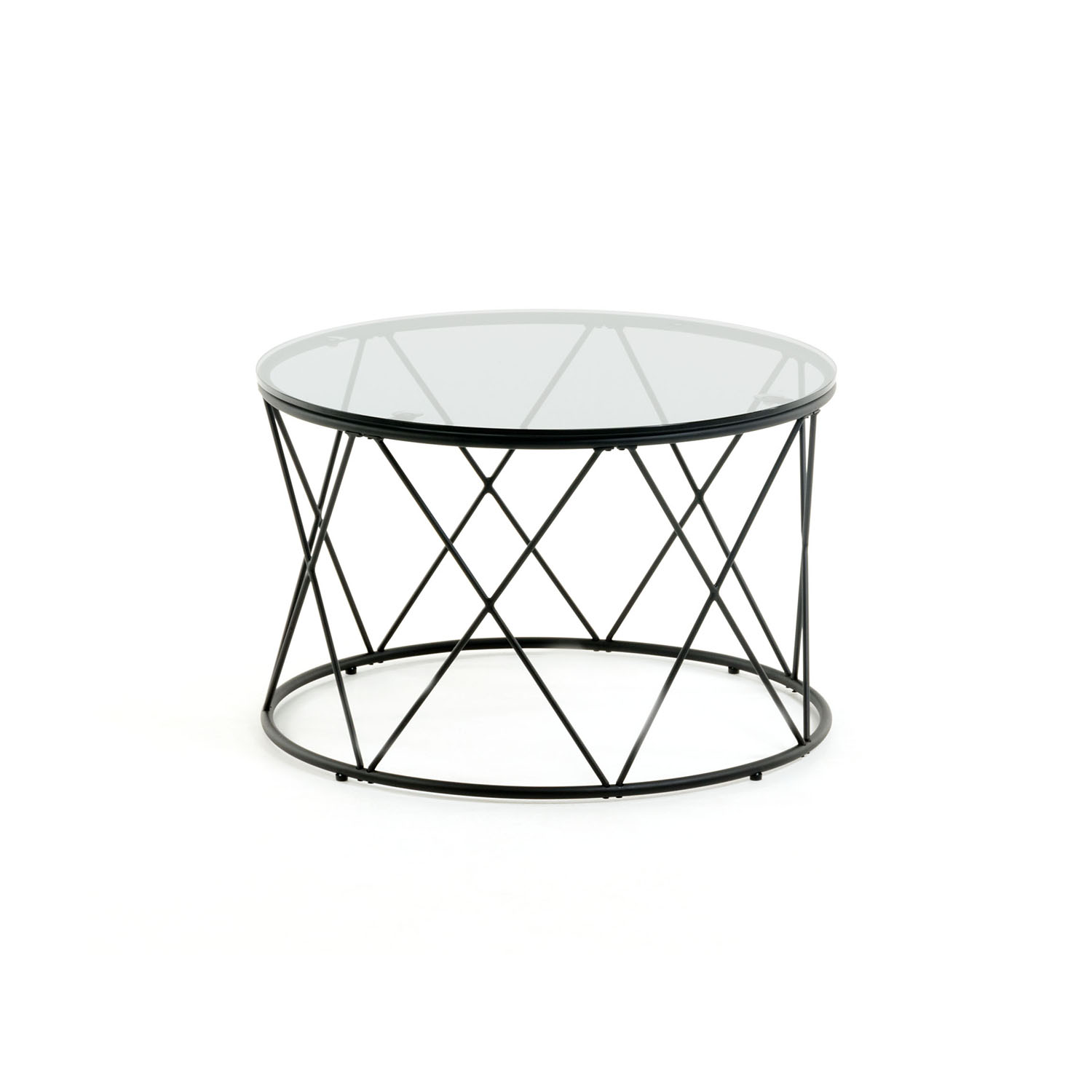 Laforma Rund Sisita Sidebord - Mørkegrå Glas Og Sort Stål (Ø60) Dagligstue