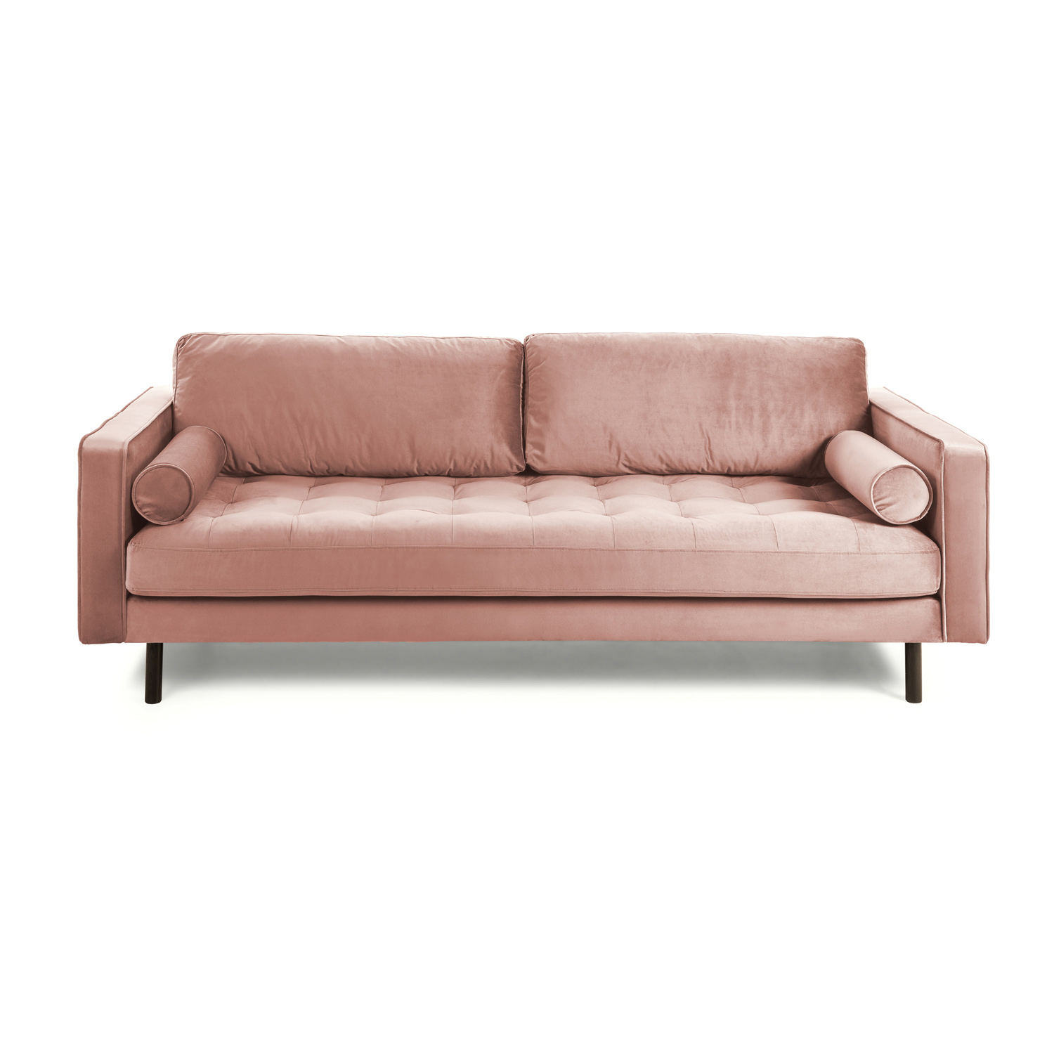 Laforma Bogart 2. Pers. Sofa - Lyserødt Fløjl Og Brun Bøg Dagligstue