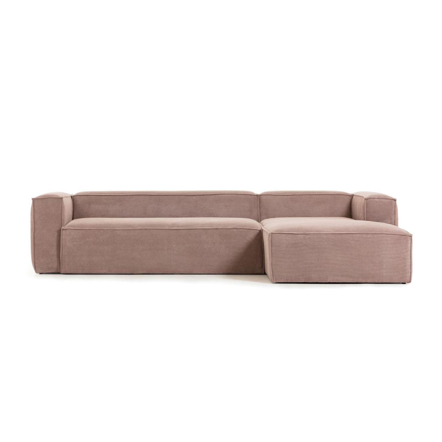 Laforma Blok 3 Pers. Sofa M. Højre Chaiselong - Lyserød Fløjl Dagligstue