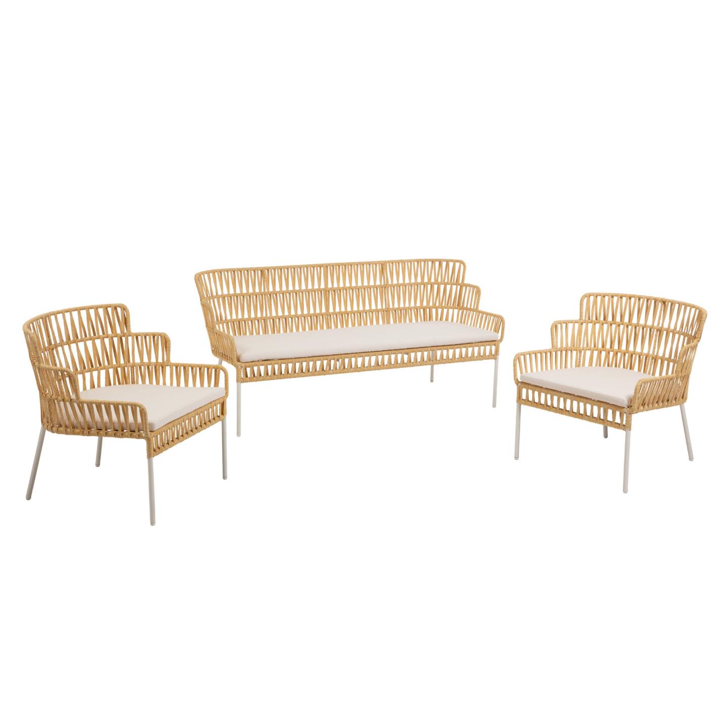 Laforma Robyn Sofa Og 2 Lænestole, M. Stofhynder - Sennepsgul Stål Dagligstue