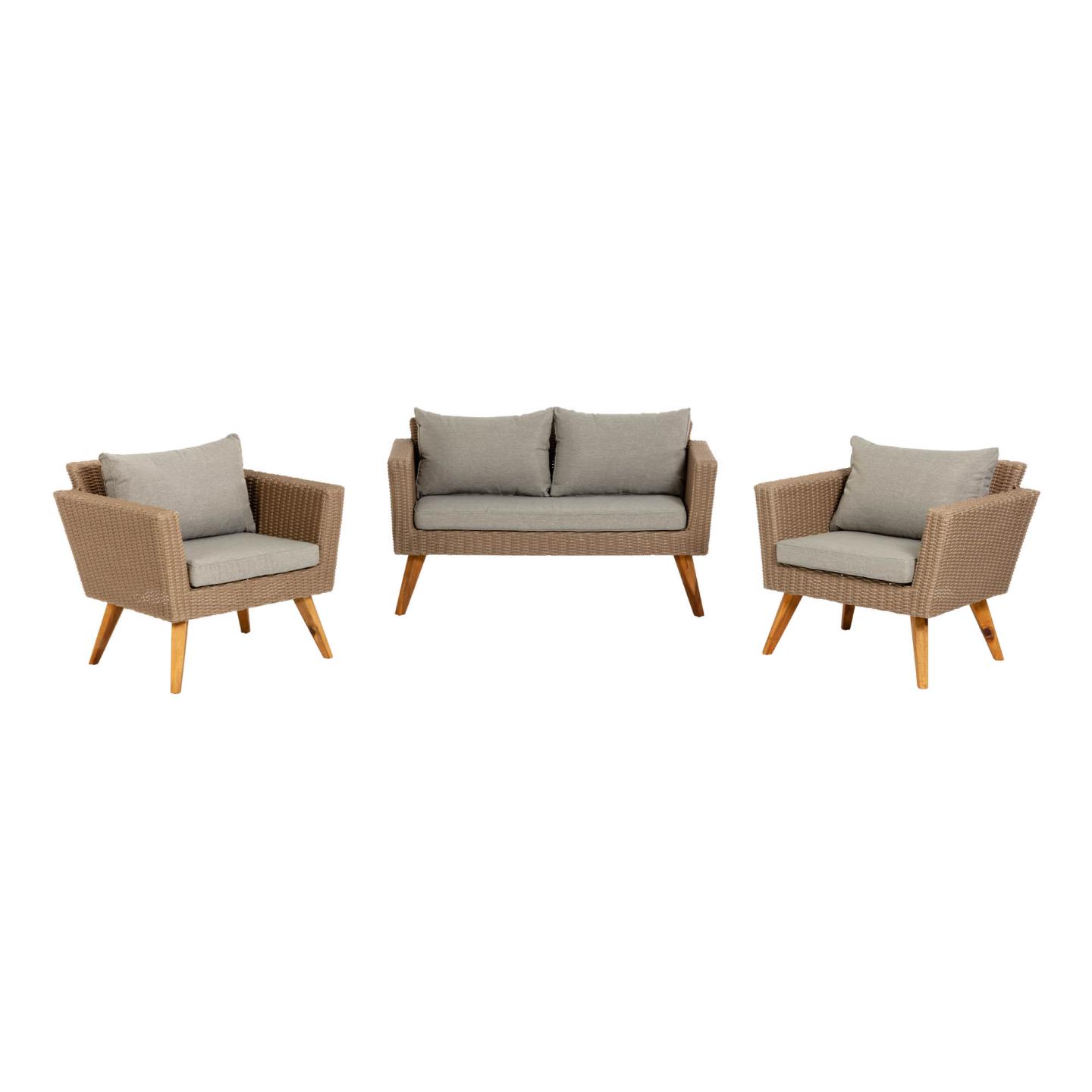 Laforma Sumie Havesofa Og 2 Havestole, M. Hynder - Natur Akacietræ Havemøbler