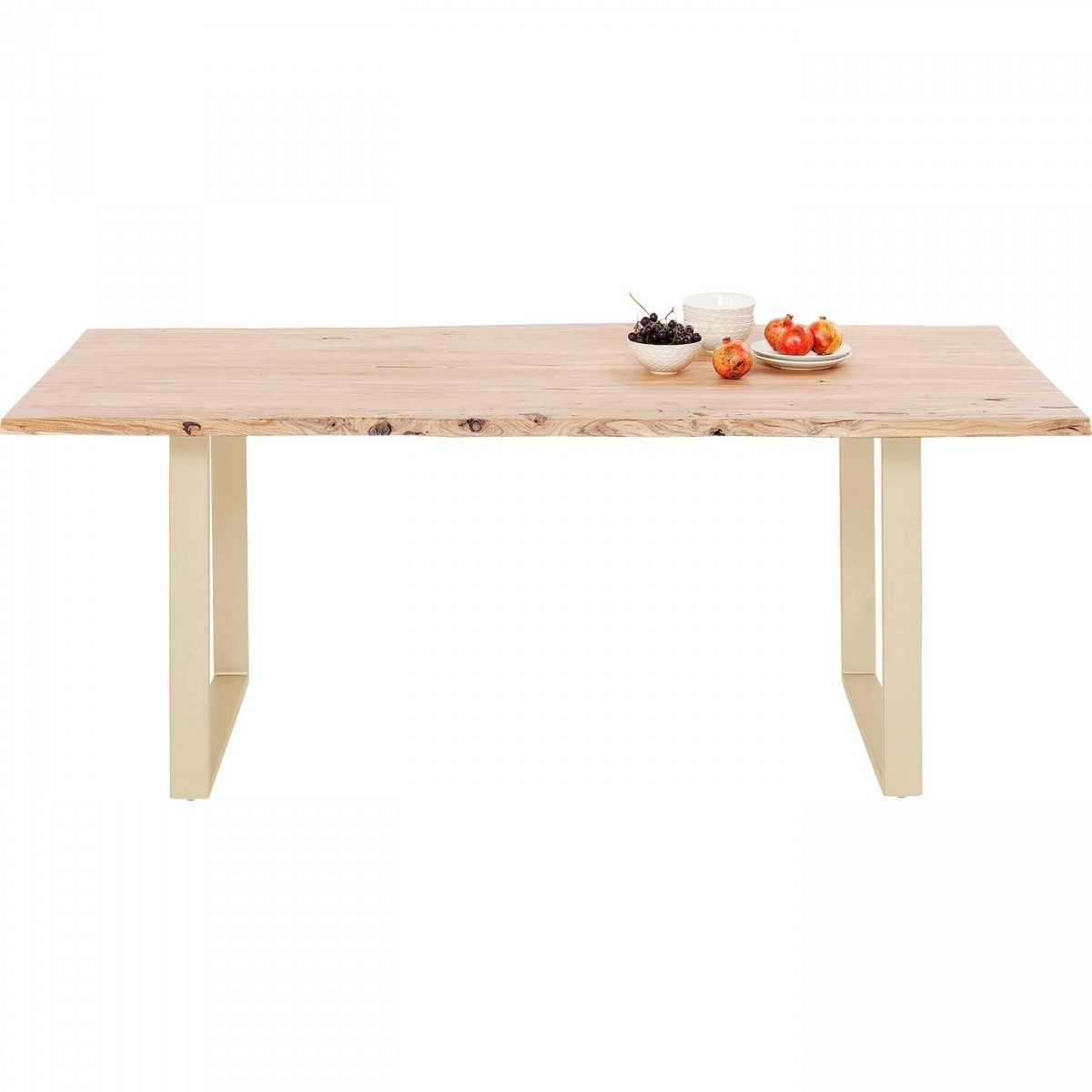 Kare Design Rektangulær Harmony Brass Spisebord - Natur Akacietræ Og Messing Stål (180X90)