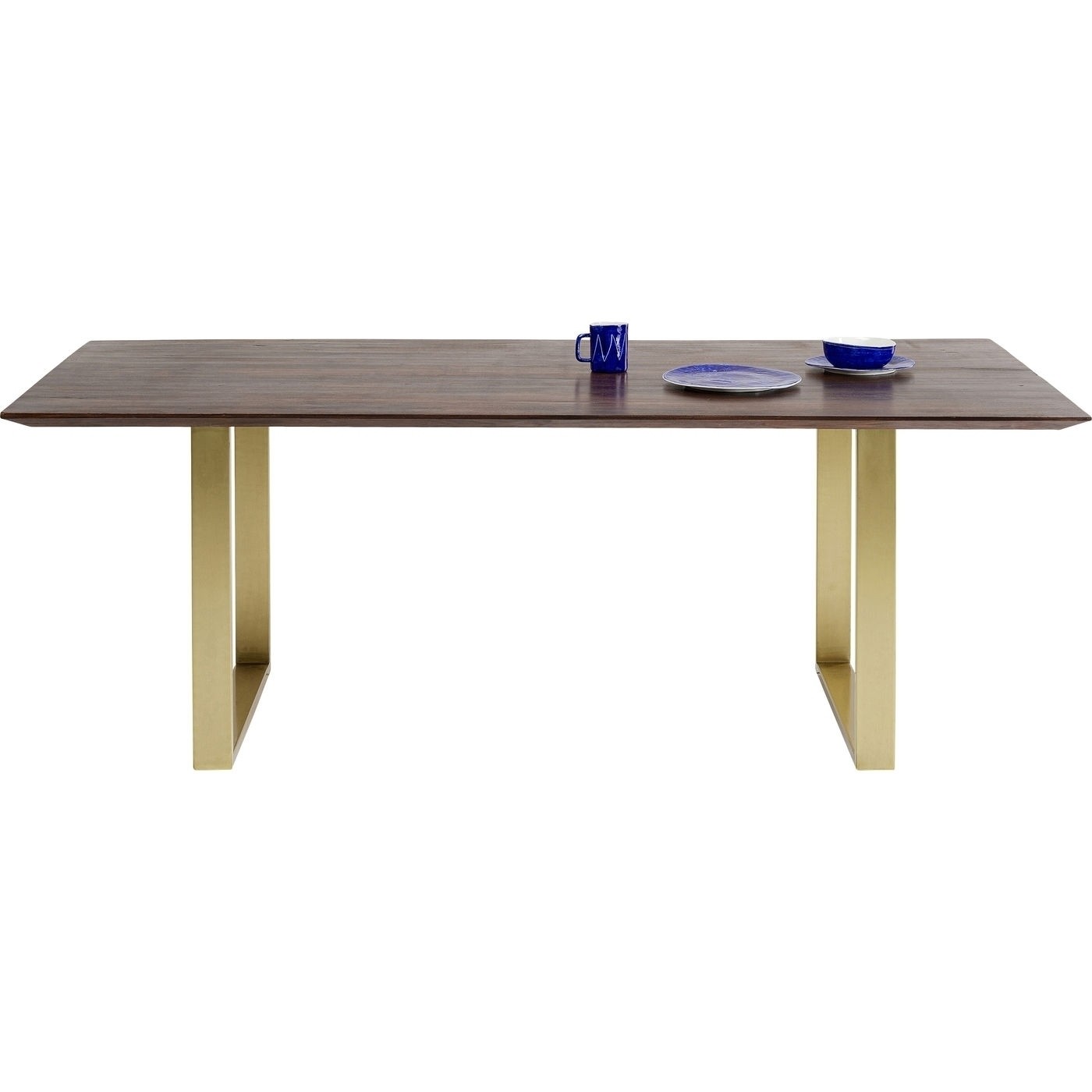 Kare Design Rektangulær Symphony Dark Brass Spisebord - Brun Akacietræ Og Messing Stål (200X100)