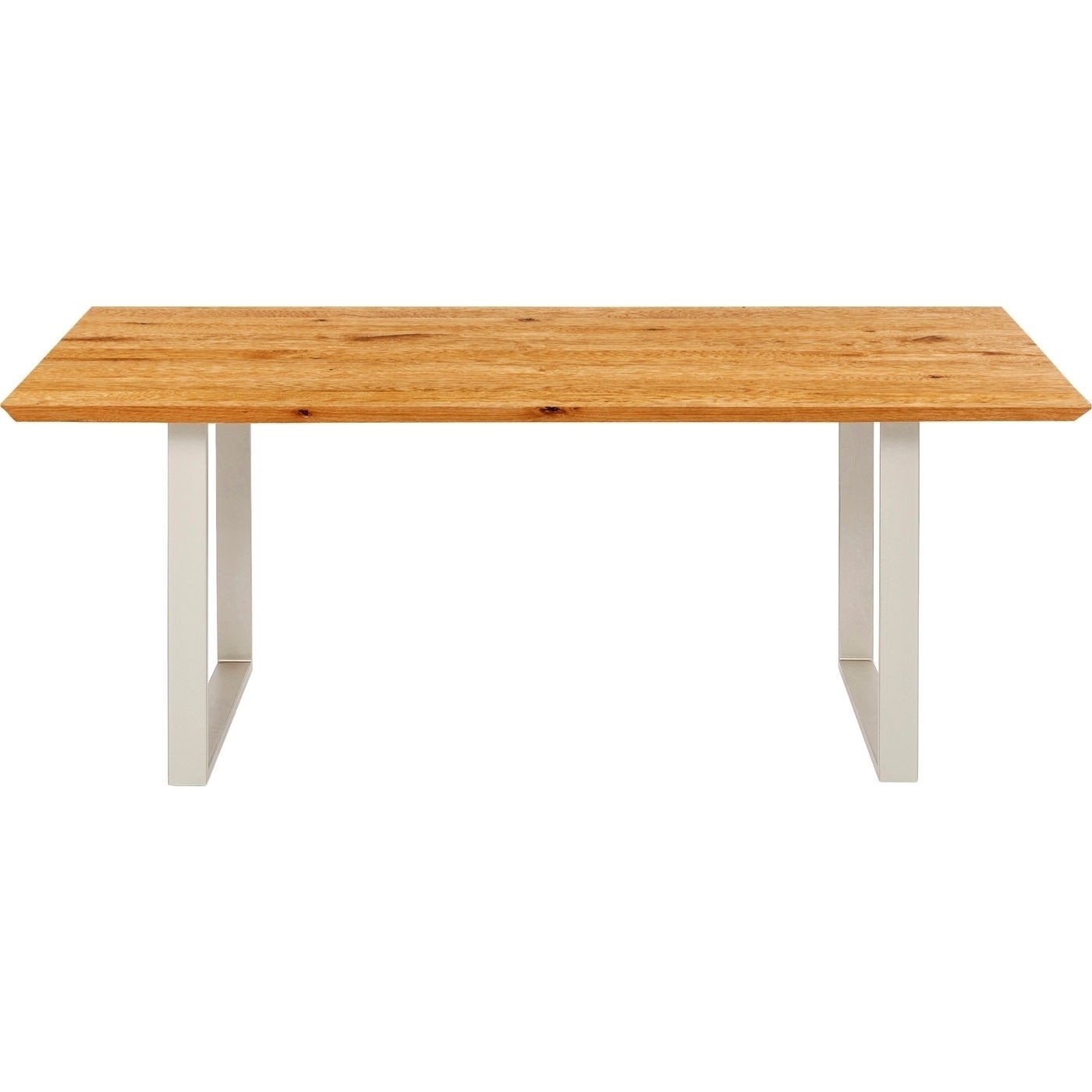 Kare Design Rektangulær Symphony Oak Silver Spisebord - Natur Egetræ Og Sølv Stål (160X80) Spisestue