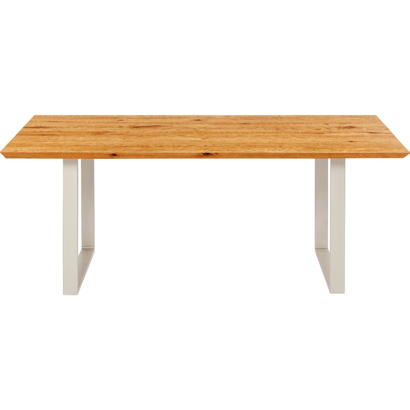 Kare Design Rektangulær Symphony Oak Silver Spisebord - Natur Egetræ Og Sølv Stål (200X100)