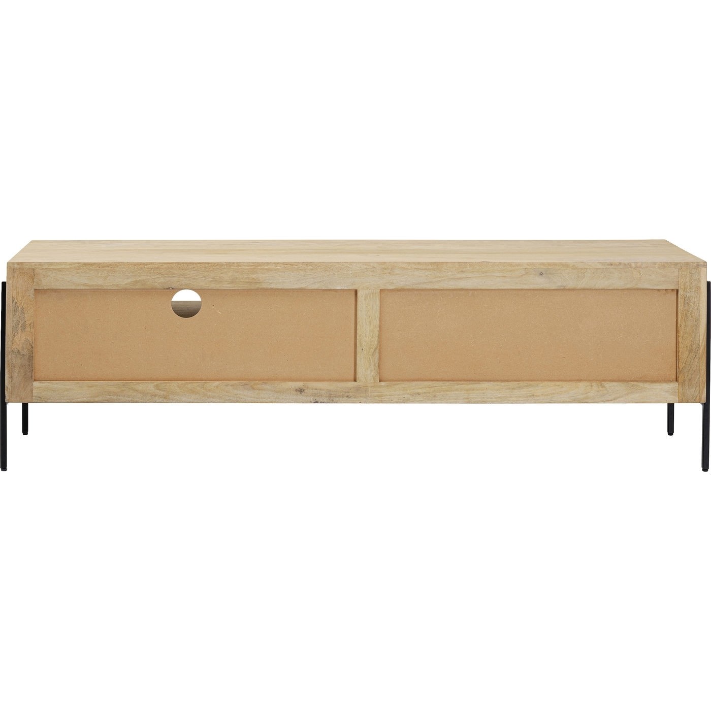 Kare Design Rektangulær Modena Tv-Bord, M. Låge Og Skuffe - Natur Mangotræ Og Aluminium (160X40) Dagligstue