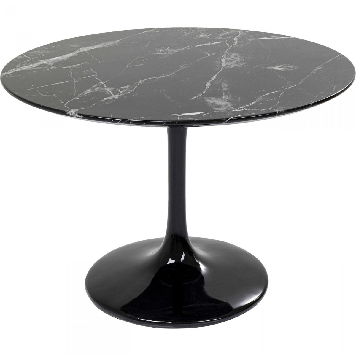 Kare Design Kare Design Rund Solo Marble Black Spisebord - Sort Glas, Polyresin Og Glasfiber (Ø110) Spisestue