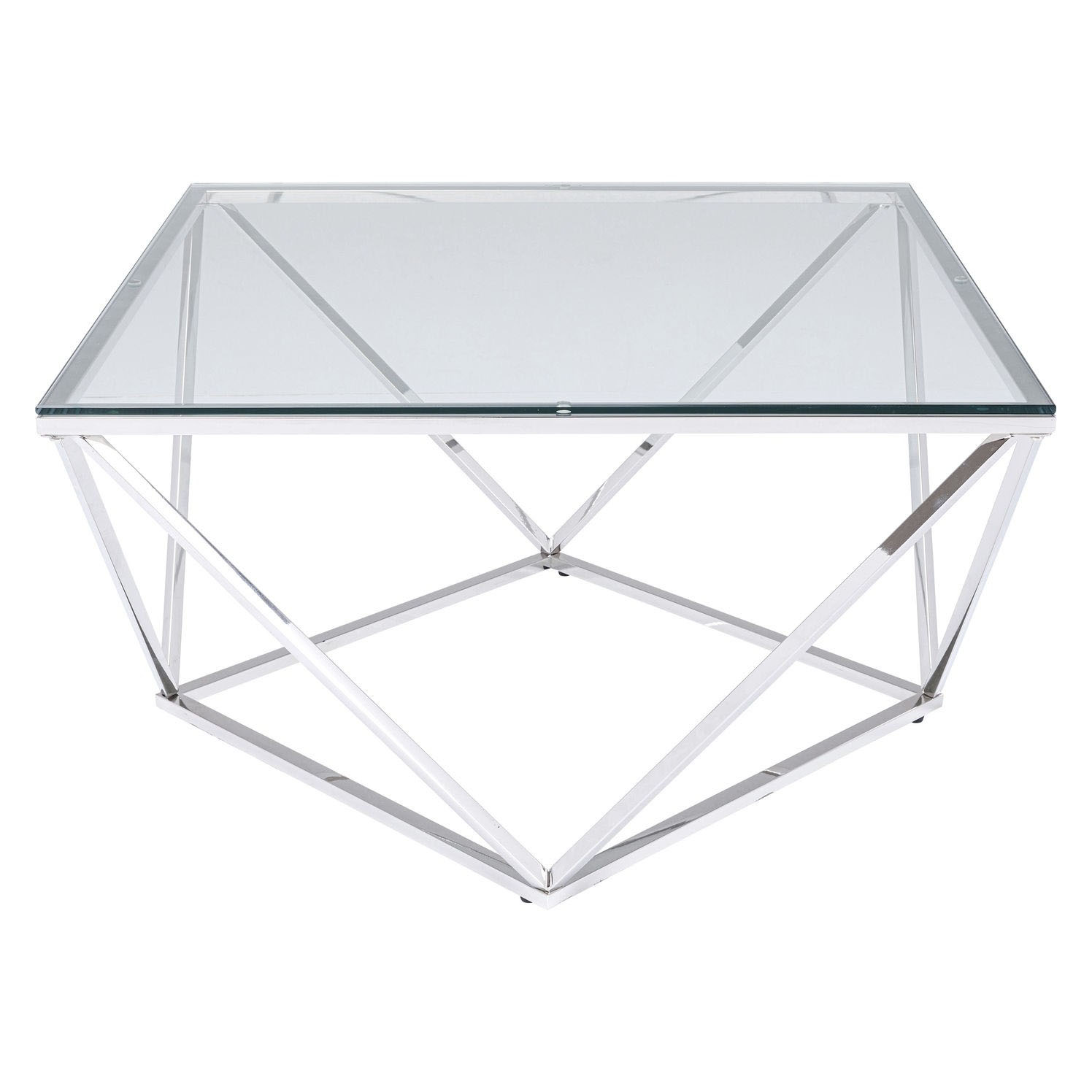 Kare Design Kvadratisk Cristallo Sofabord - Glas Og Stål (80X80) Dagligstue