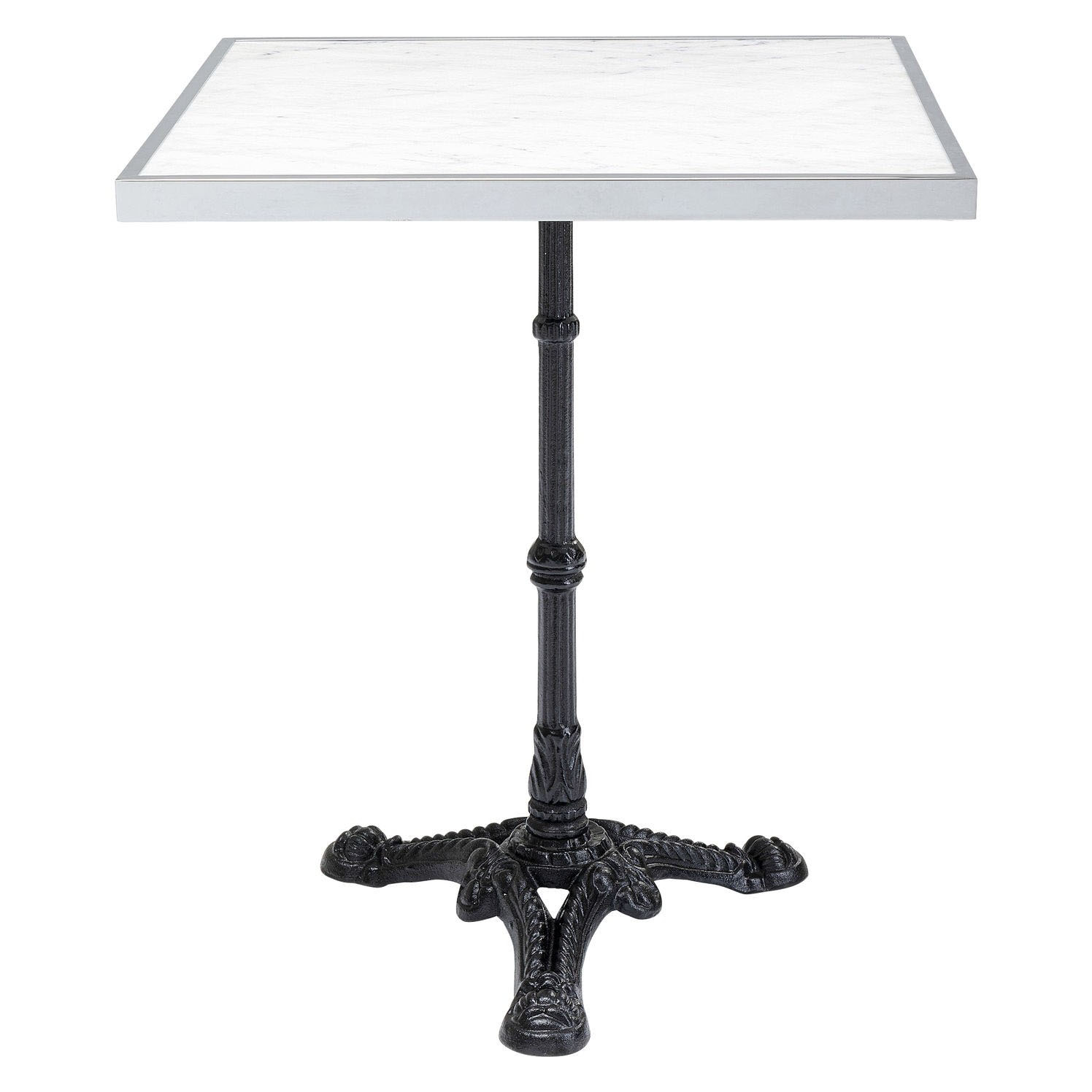 Kare Design Kvadratisk Kaffeehaus Rim White Cafébord - Hvid Marmor Og Sort Stål (57X57) Spisestue