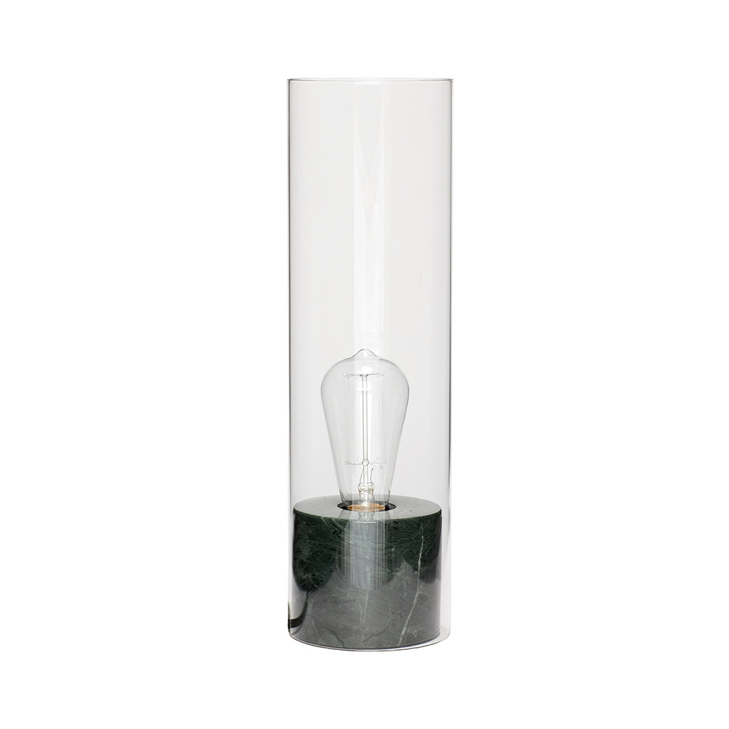 Hübsch Hübsch Bordlampe - Grønt Marmor Og Glas (Ø 12) Belysning