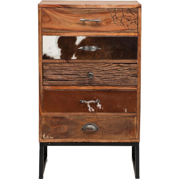 Kare Design Kare Design Rodeo Kommode - Lakeret Træ Og Koskind, M. 5 Skuffer Kare Design