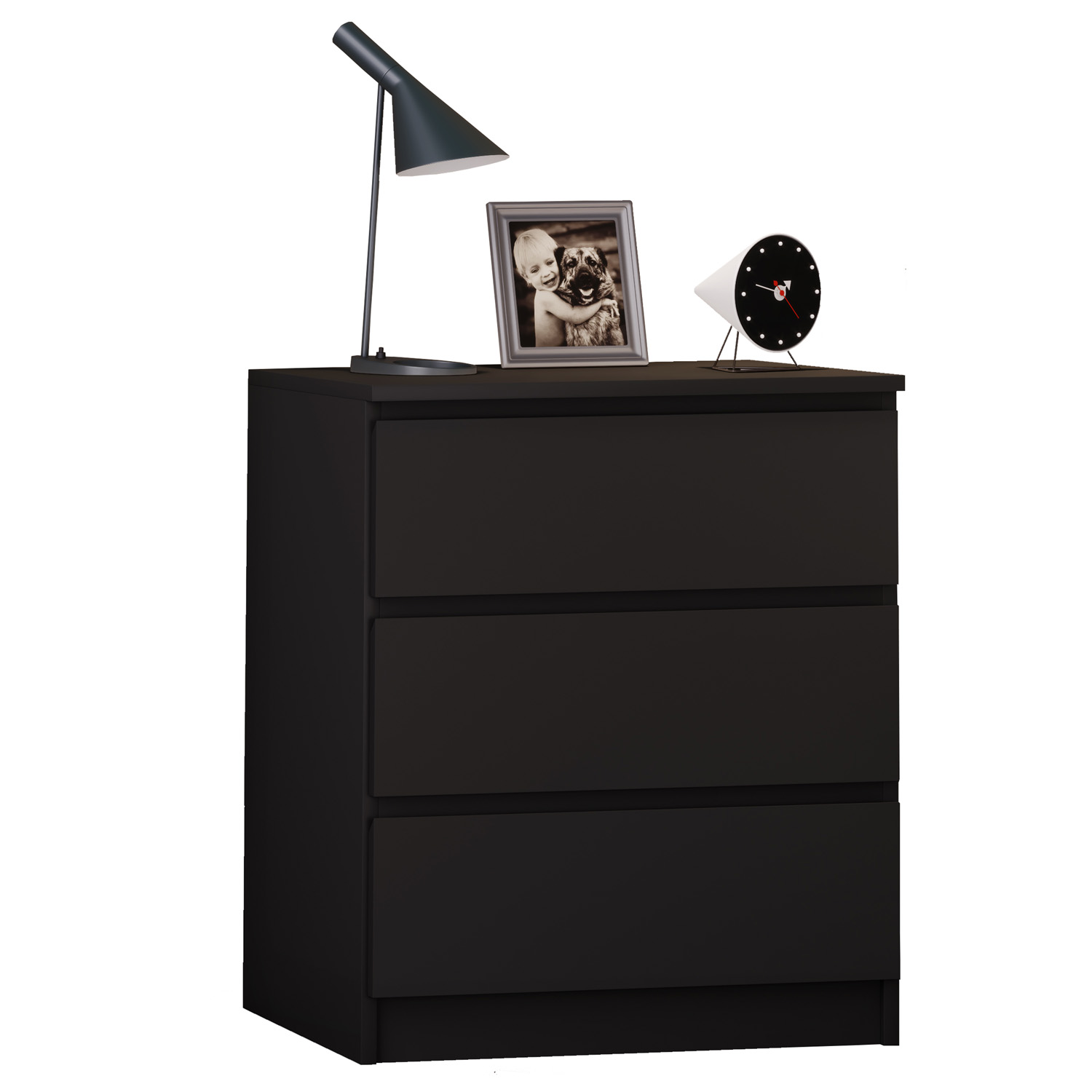 Breido Xl Sengebord, M. 3 Skuffer - Sort Melamin