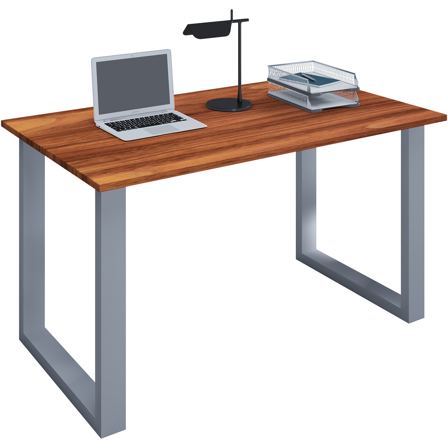 Lona U-Feet Skrivebord - Natur Træ Og Hvid Metal (110X50) Kontor