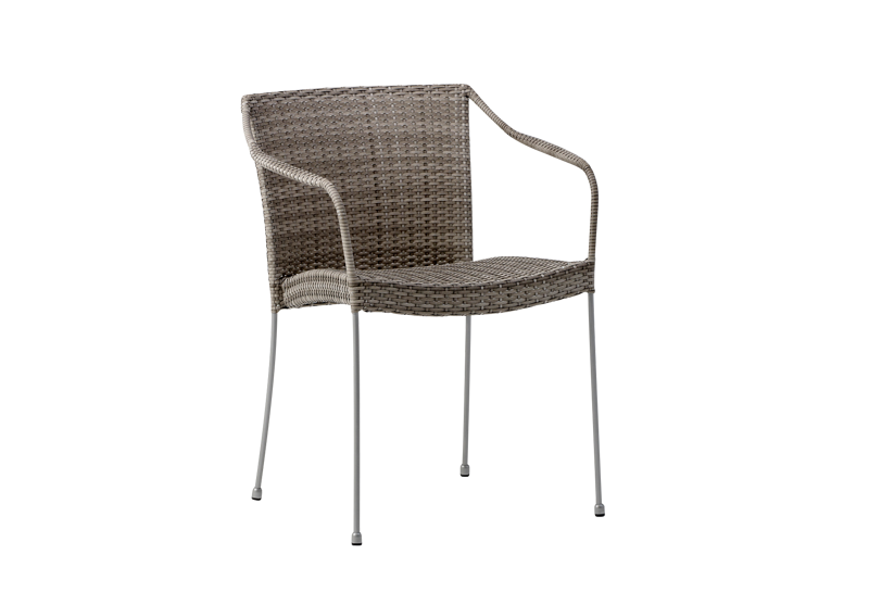Sika Design Sika Design Pluto Havestol - Teak/Grå Flettet Fibre Og Metal, M. Armlæn Havemøbler