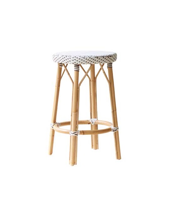 Sika Design Simone Barstol - Hvid Artfibre/Natur Rattan (Ø 40)