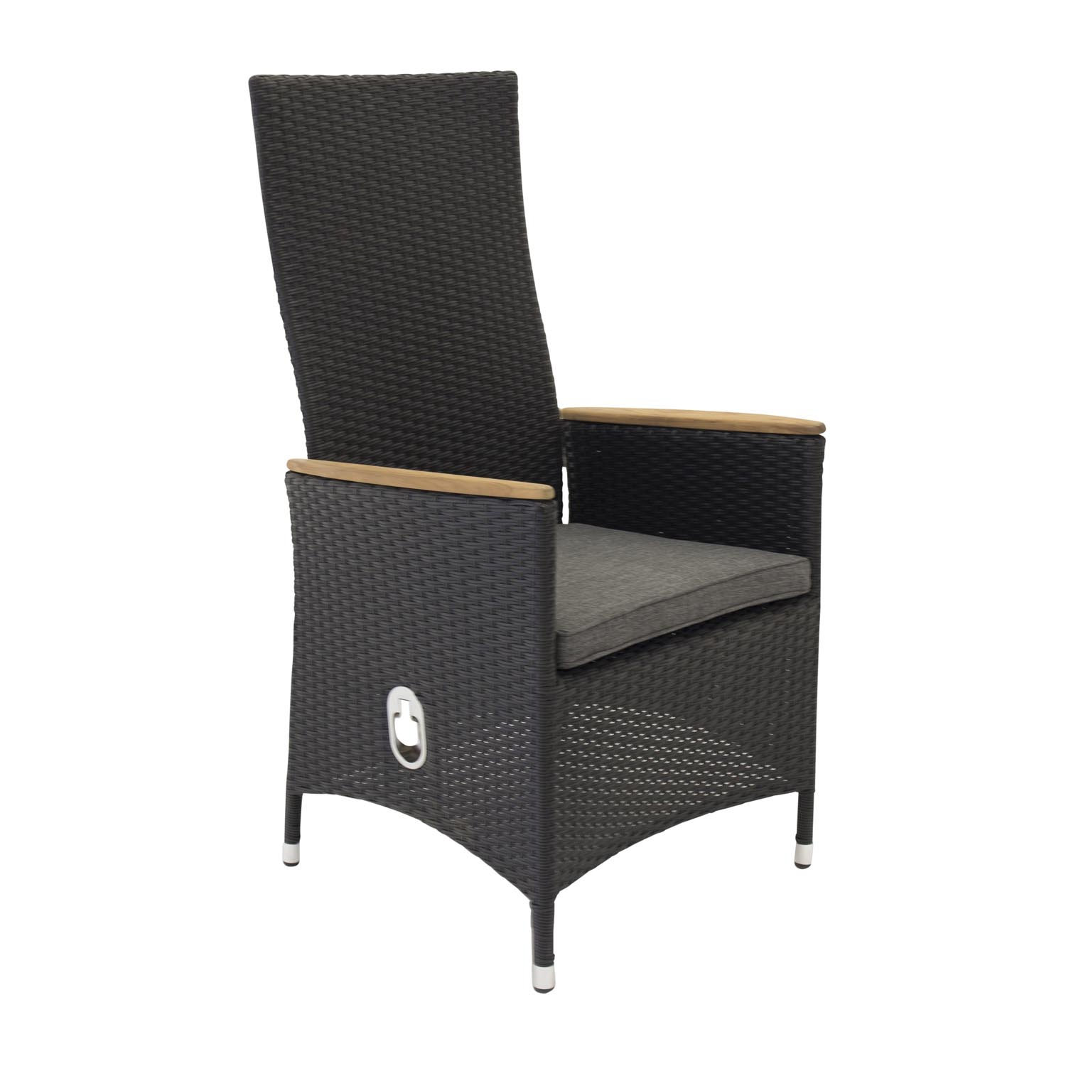 Venture Design Padova Recliner Havestol M. Armlæn Og Grå Stofhynde - Sort Teaktræ Og Aluminium