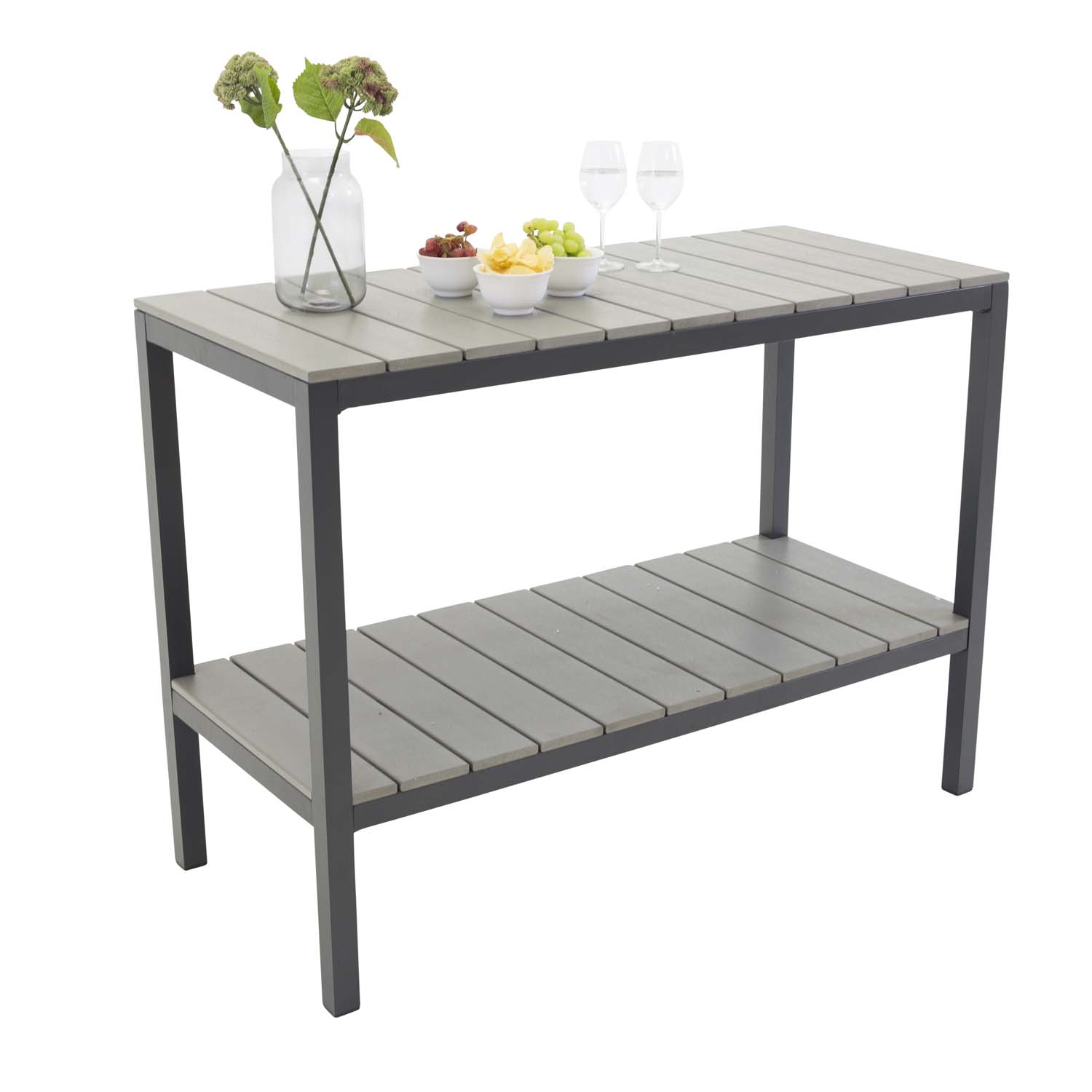 Venture Design Venture Design Rektangulær Parma Udendørs Reol - Grå, Sort Aluminium (125X55) Havemøbler