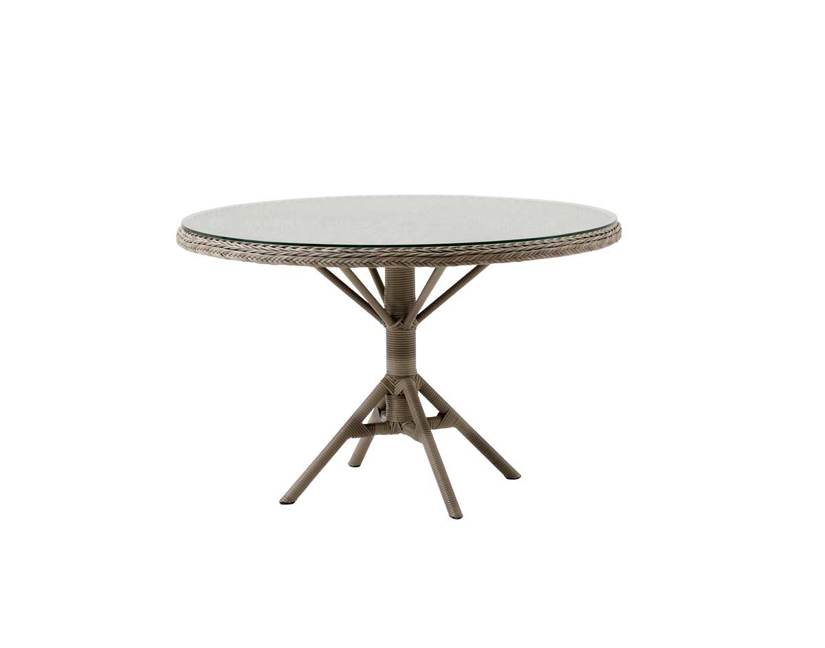 Sika Design Grace Havebord - Flettet Artfibre M. Glasplade, Rundt (Ø:120)