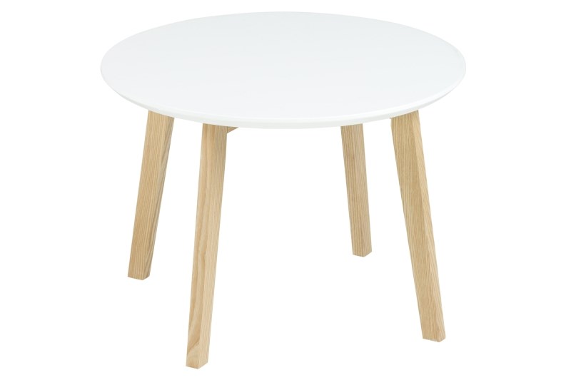 Molina Hjørnebord - Hvid/Asketræ, Rundt (Ø:50) Dagligstue