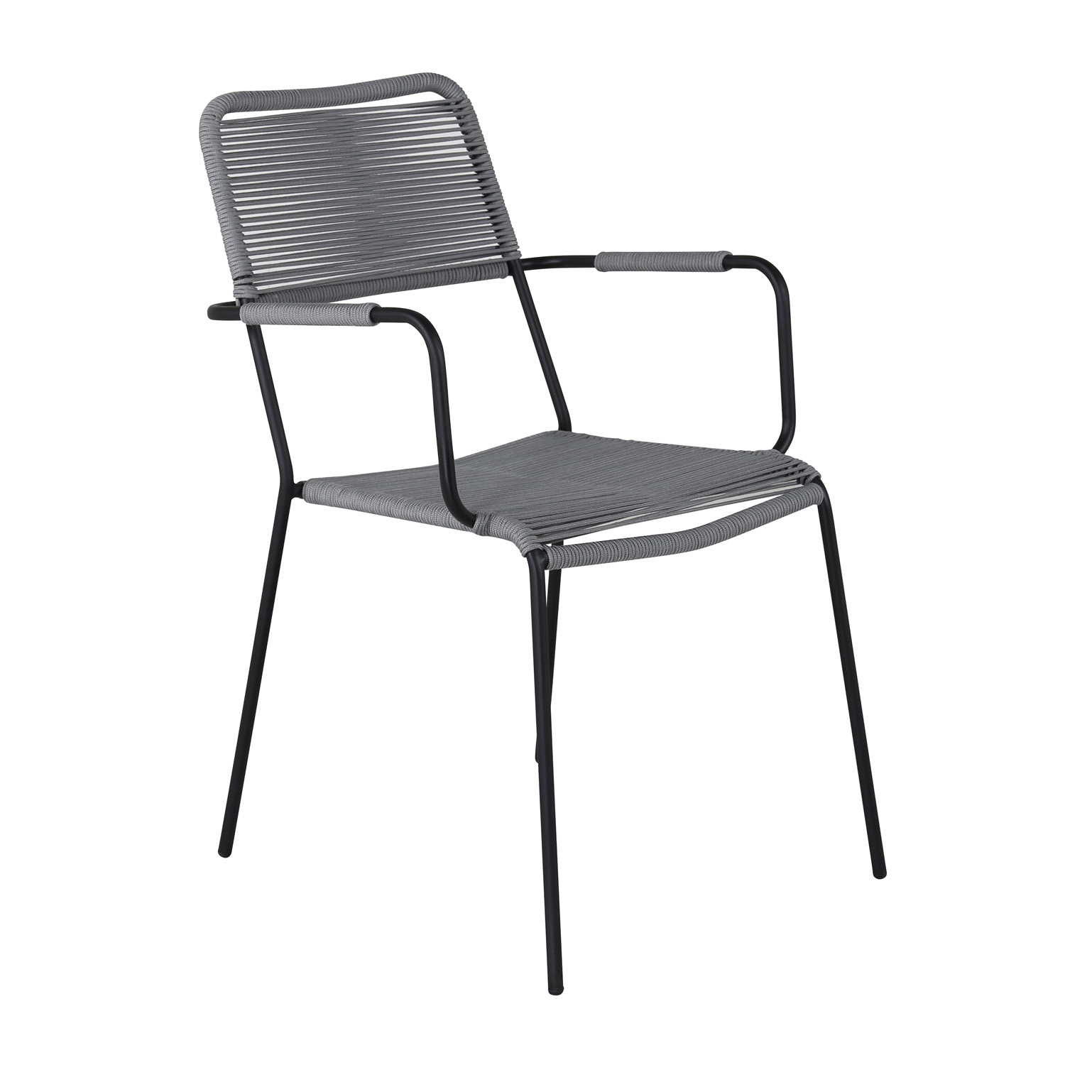 Venture Design Venture Design Lindos Havestol, M. Armlæn - Grå Polyester Reb, Sort Aluminium Og Stål Terrasse & Have