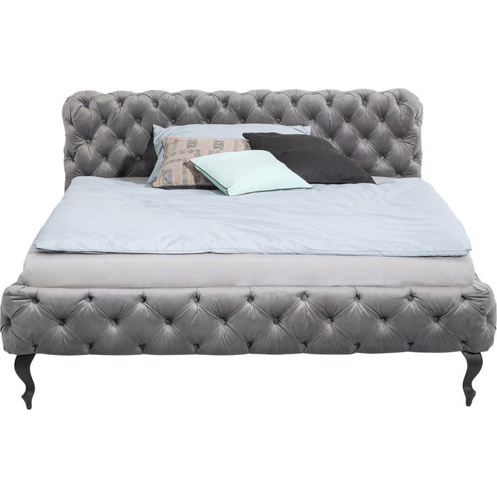 Kare Design Desire Seng - Grå Velour, 160X200