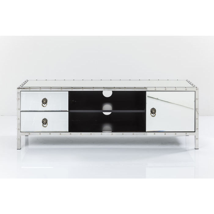 Kare Design Rivet Tv-Bord - Spejlglas Og Mdf, M. 2 Skuffer