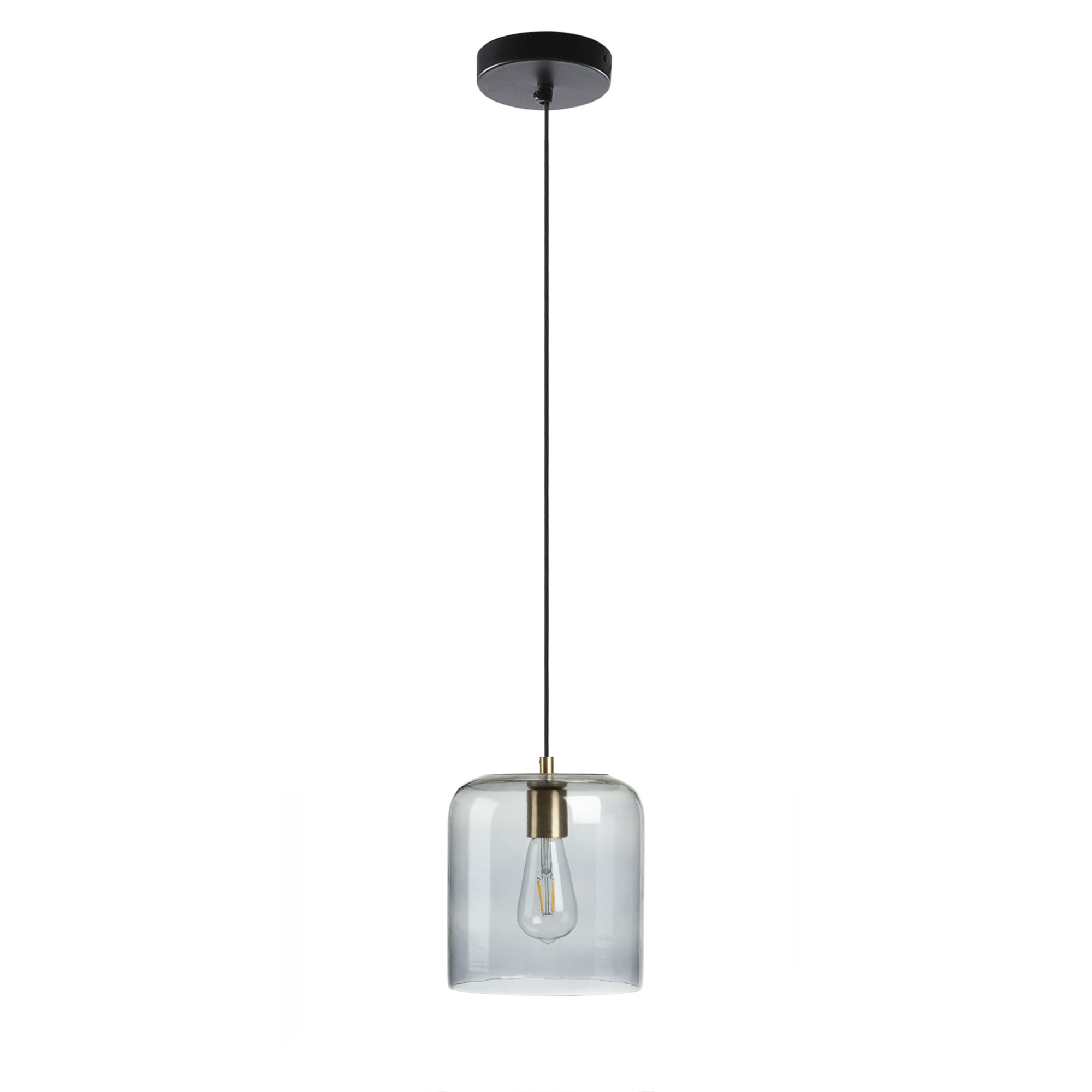 Laforma Bobby Loftlampe - Grå Glas Og Metal, Rund (Ø20)